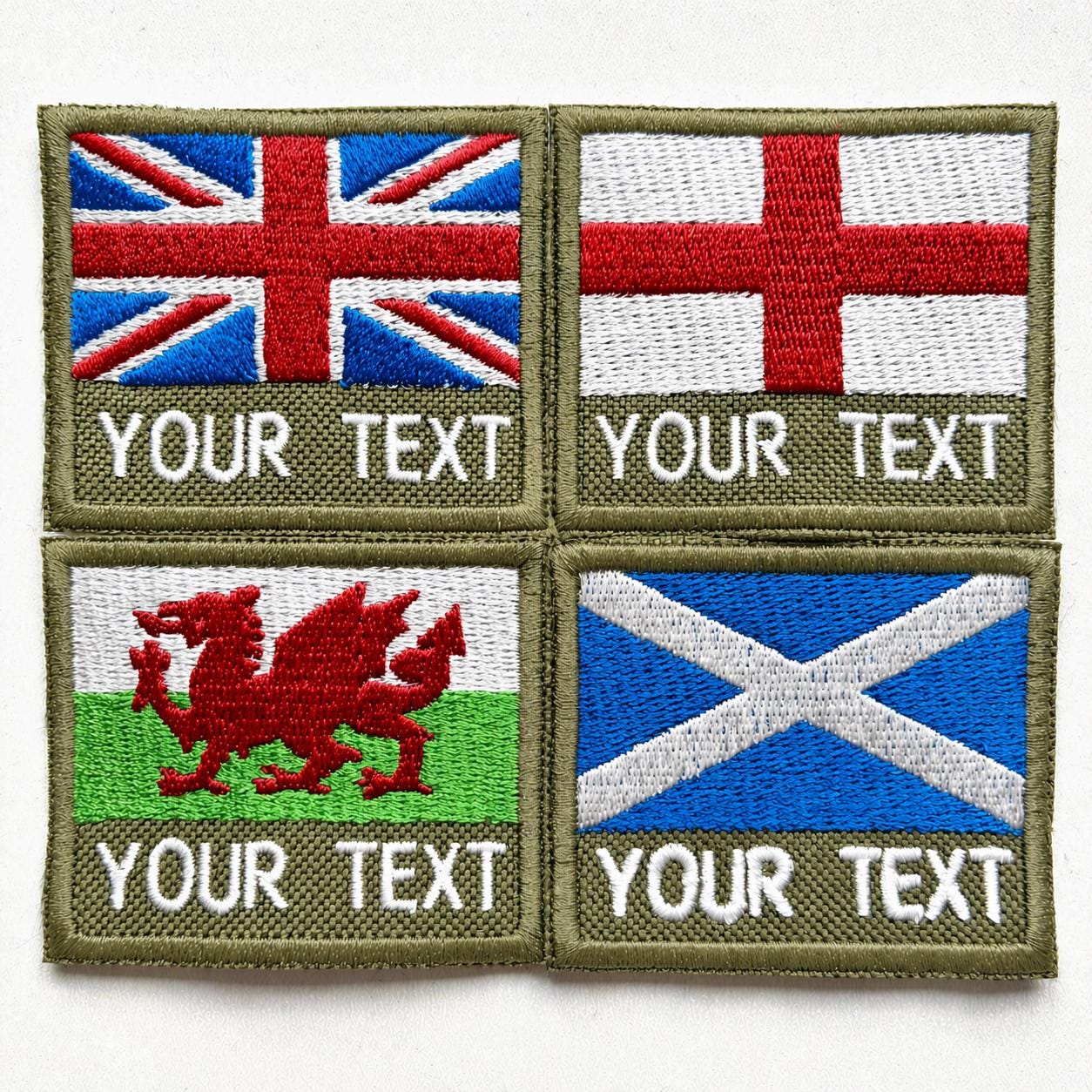 Personalised Embroidered Flag Patch 60x50mm Sew/Iron/VELCRO® Custom Text Badge