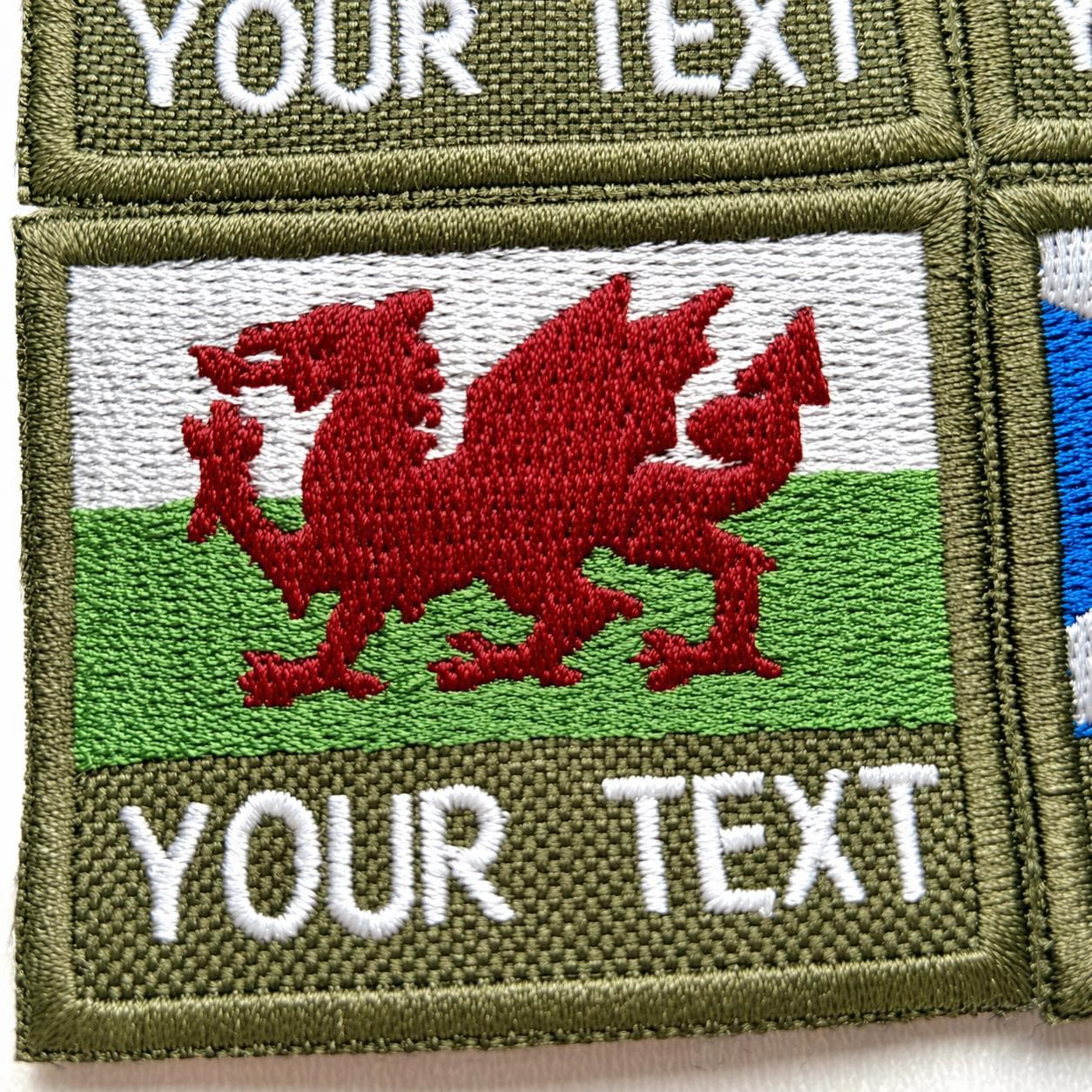 Personalised Embroidered Flag Patch 60x50mm Sew/Iron/VELCRO® Custom Text Badge