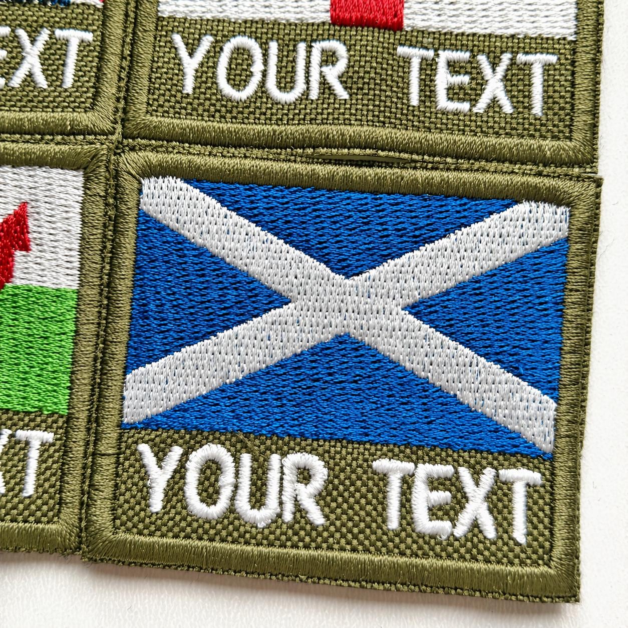 Personalised Embroidered Flag Patch 60x50mm Sew/Iron/VELCRO® Custom Text Badge