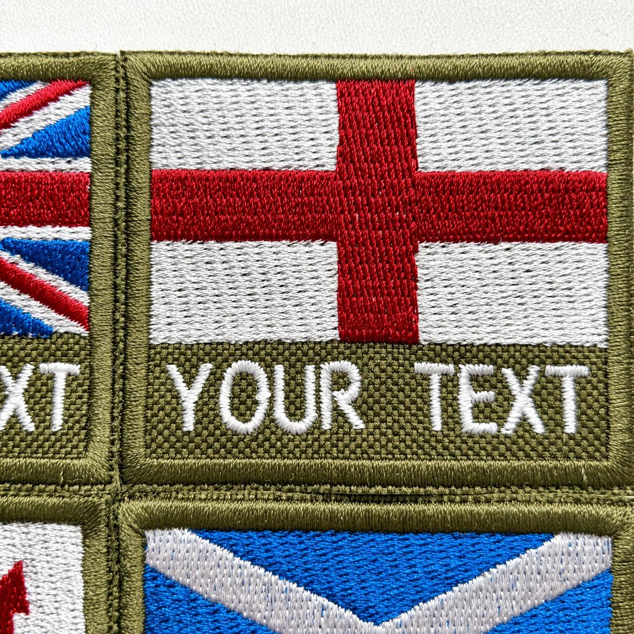 Personalised Embroidered Flag Patch 60x50mm Sew/Iron/VELCRO® Custom Text Badge