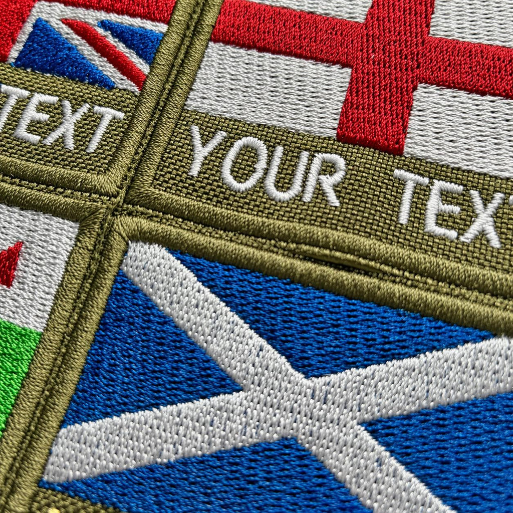 Personalised Embroidered Flag Patch 60x50mm Sew/Iron/VELCRO® Custom Text Badge