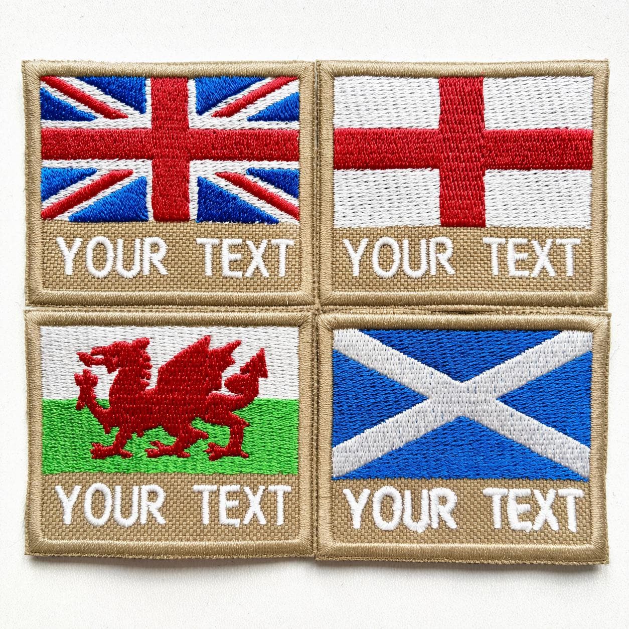 Personalised Embroidered Flag Patch 60x50mm Sew/Iron/VELCRO® Custom Text Badge