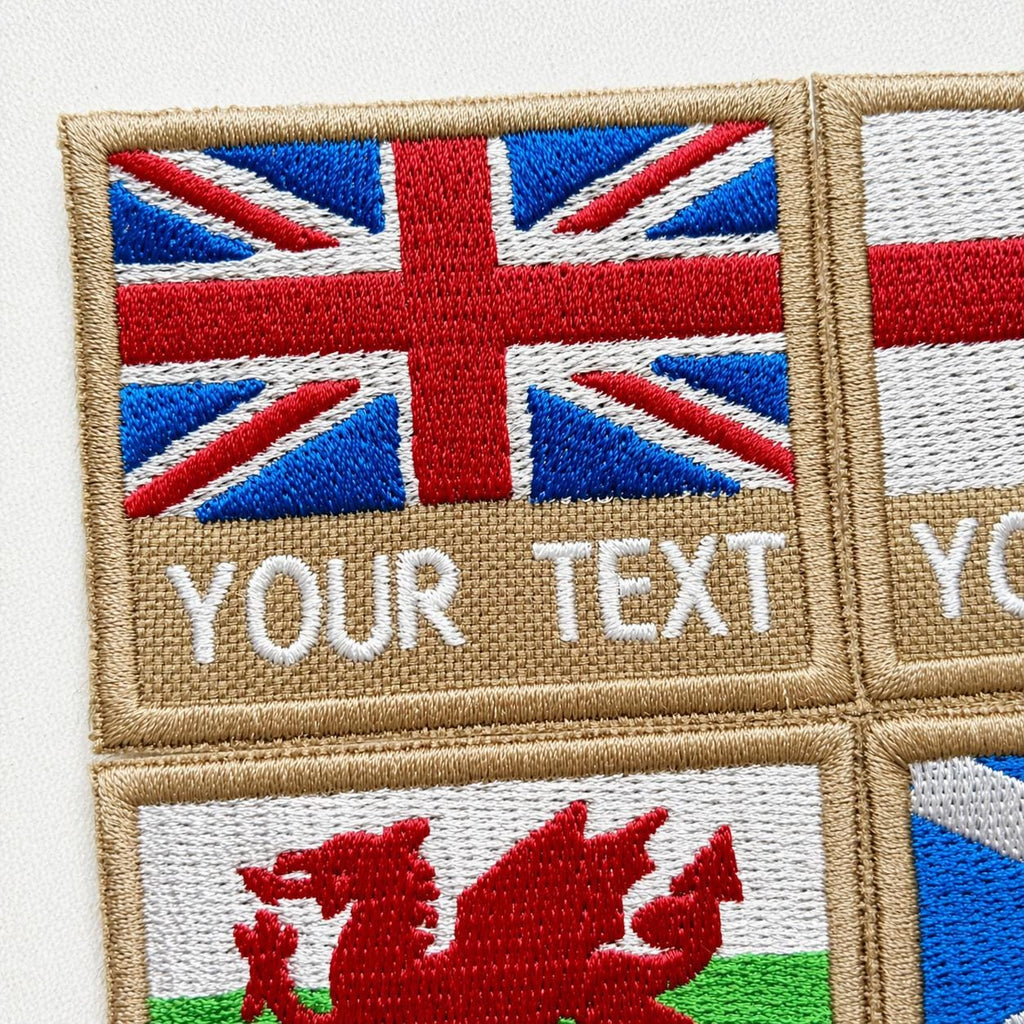 Personalised Embroidered Flag Patch 60x50mm Sew/Iron/VELCRO® Custom Text Badge