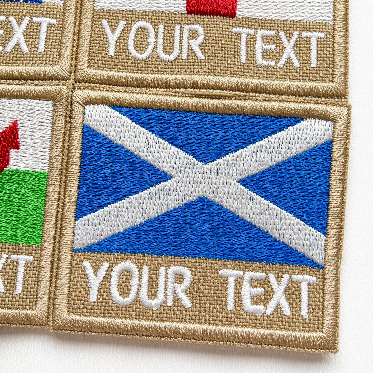 Personalised Embroidered Flag Patch 60x50mm Sew/Iron/VELCRO® Custom Text Badge