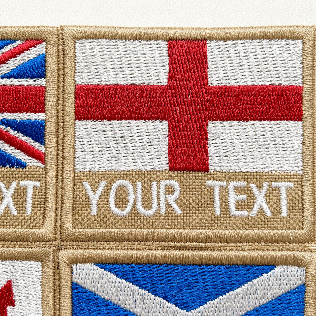 Personalised Embroidered Flag Patch 60x50mm Sew/Iron/VELCRO® Custom Text Badge