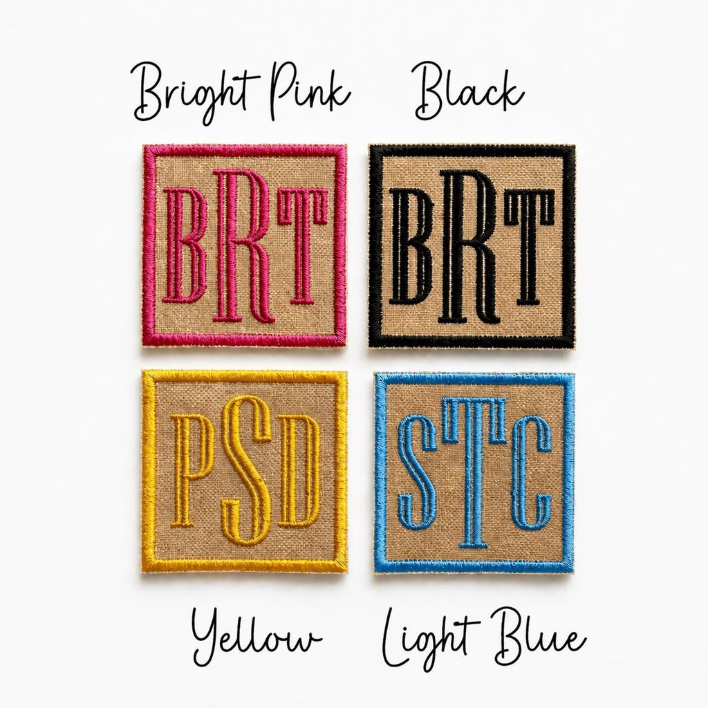 Personalised Embroidered Monogram Initials Patch Iron On & Sew On Custom Text Badge