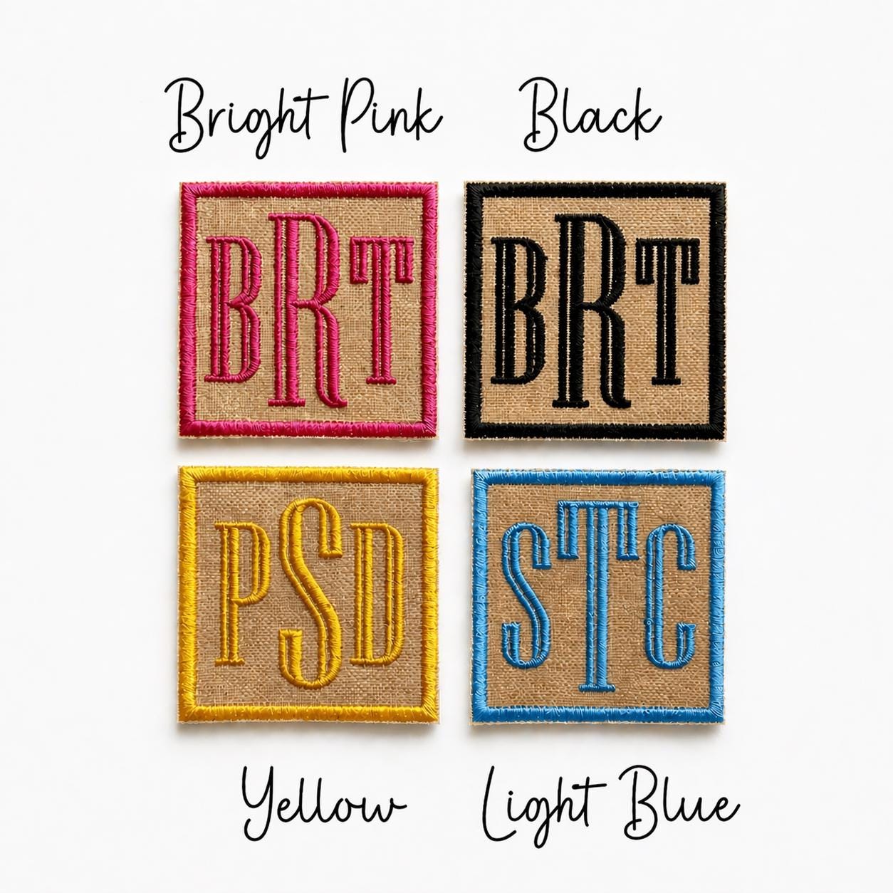 Personalised Embroidered Monogram Initials Patch Iron On & Sew On Custom Text Badge