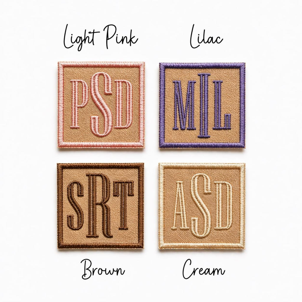 Personalised Embroidered Monogram Initials Patch Iron On & Sew On Custom Text Badge