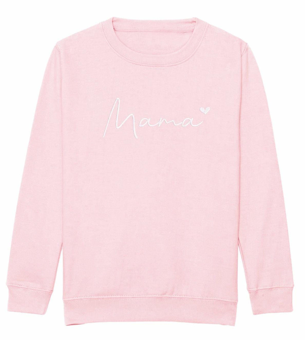 Embroidered Mama & Mini Sweatshirts Pink Matching Mummy Daughter Twinning Outfits