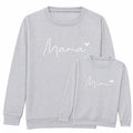 Embroidered Mama & Mini Sweatshirts Grey Matching Mummy Daughter Twinning Outfits