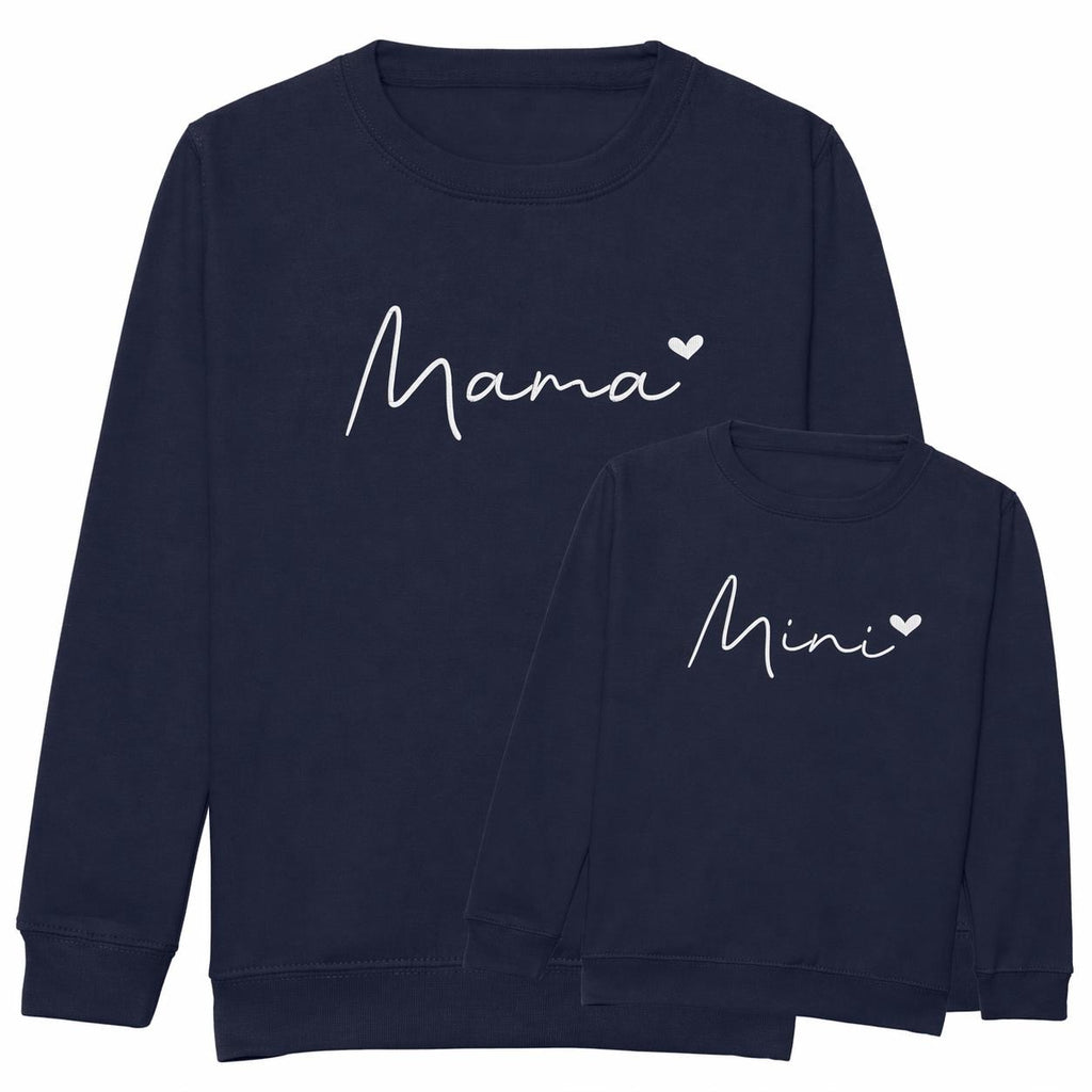 Embroidered Mama & Mini Sweatshirts Navy Matching Mummy Daughter Twinning Outfits