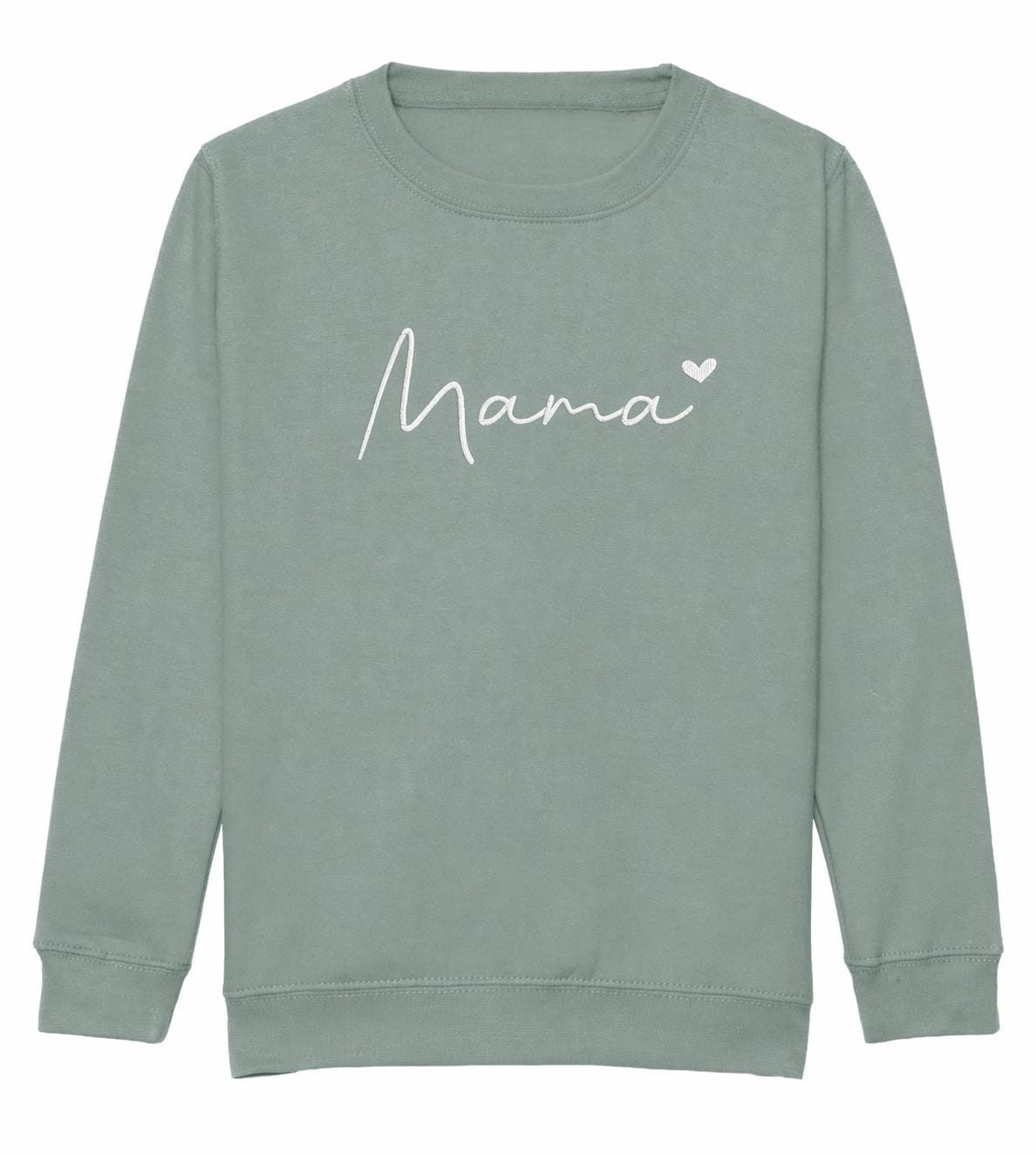 Embroidered Mama & Mini Sweatshirts Green Matching Mummy Daughter Twinning Outfits
