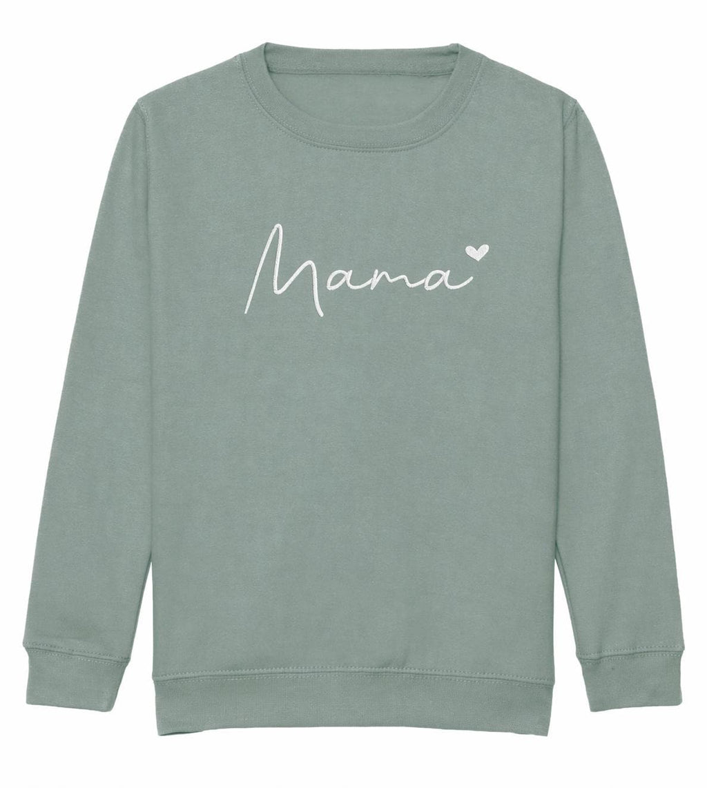 Embroidered Mama & Mini Sweatshirts Green Matching Mummy Daughter Twinning Outfits