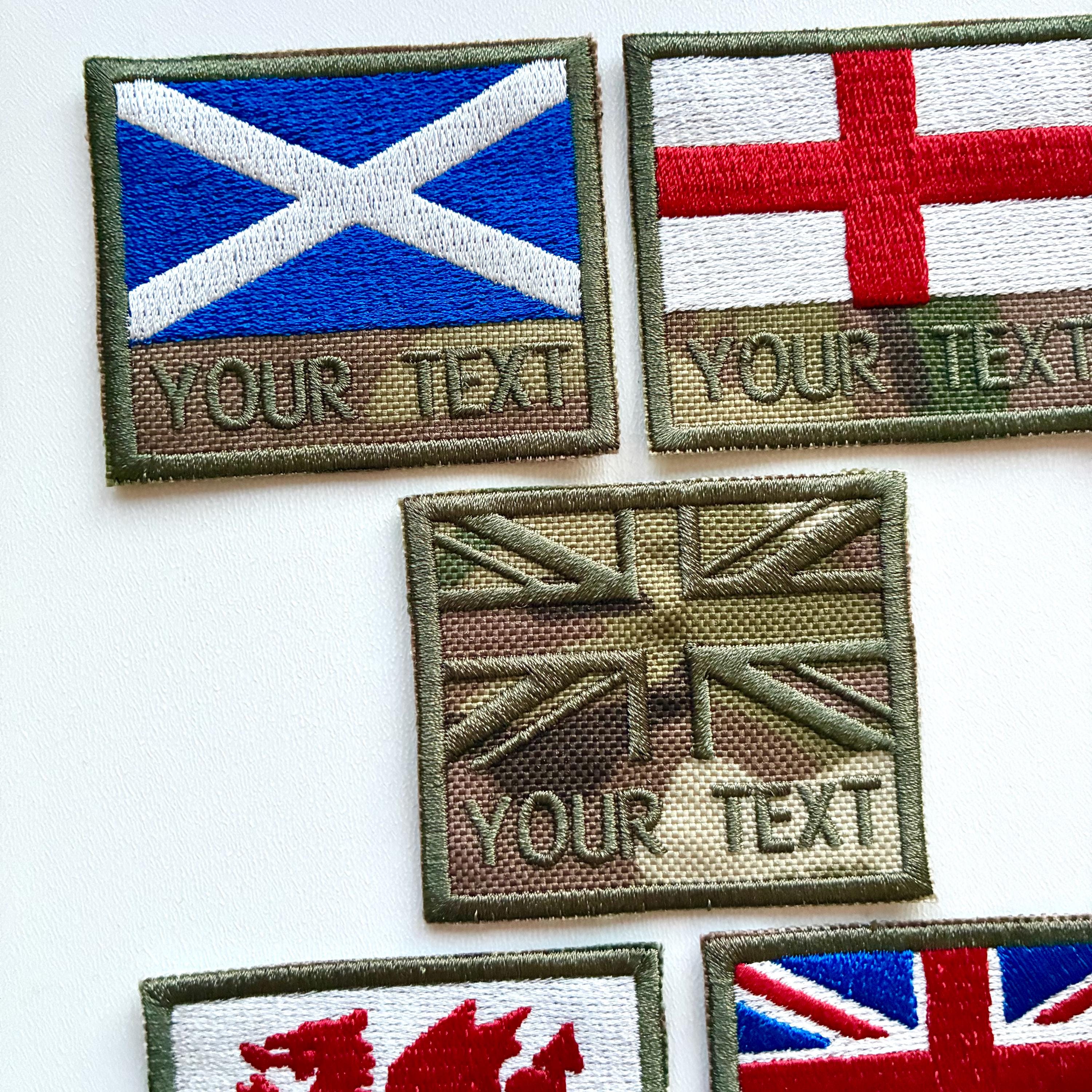 Personalised Embroidered Text Flag Camouflage Patch 60x50mm Sew/Iron/VELCRO®