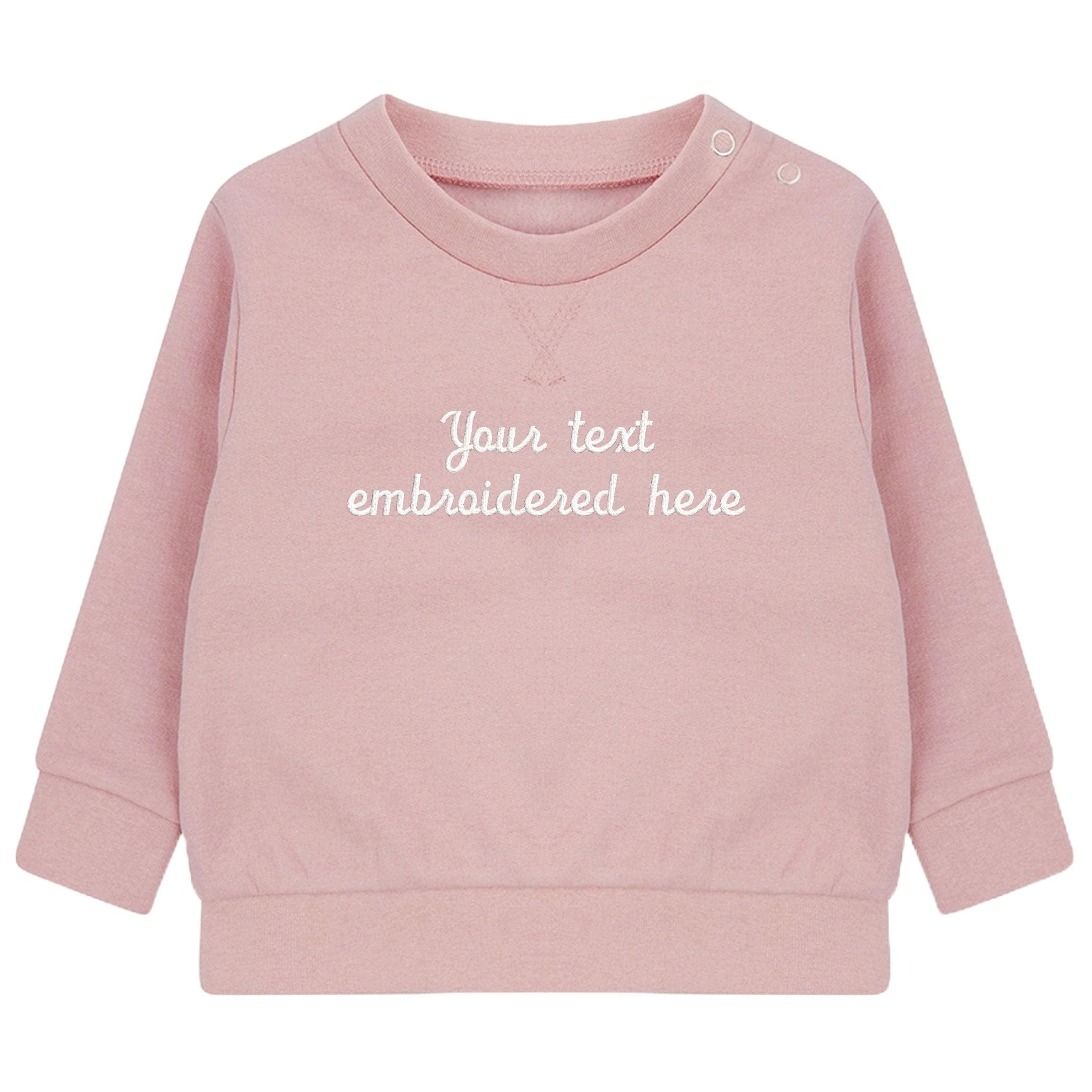 Embroidered Personalised Your Text Boys & Girls Sustainable Sweatshirts Baby and Toddler Custom Design Jumper Gift