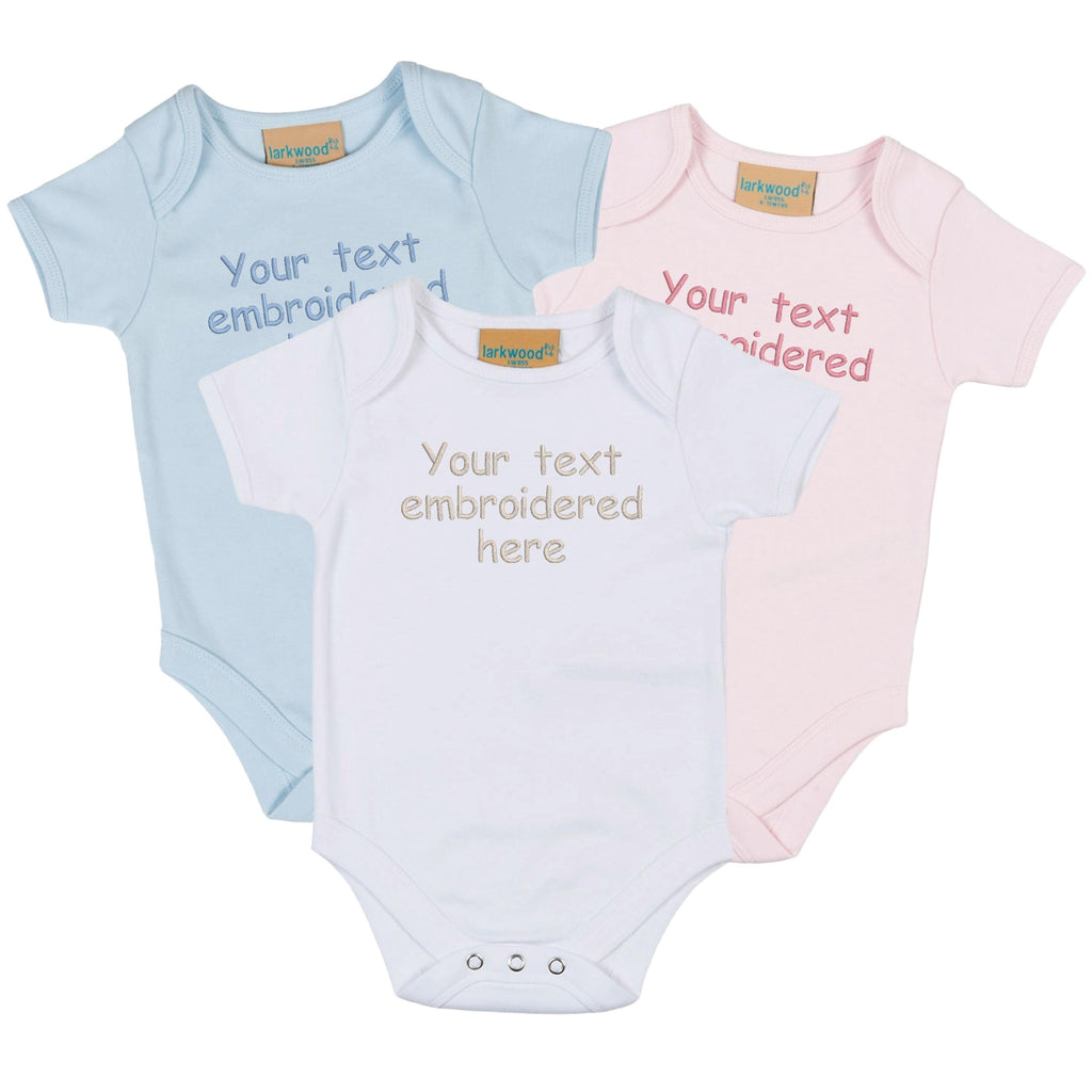 Embroidered Personalised Baby Bodysuit Custom Text Babygrow Vest Sleepsuit Gift