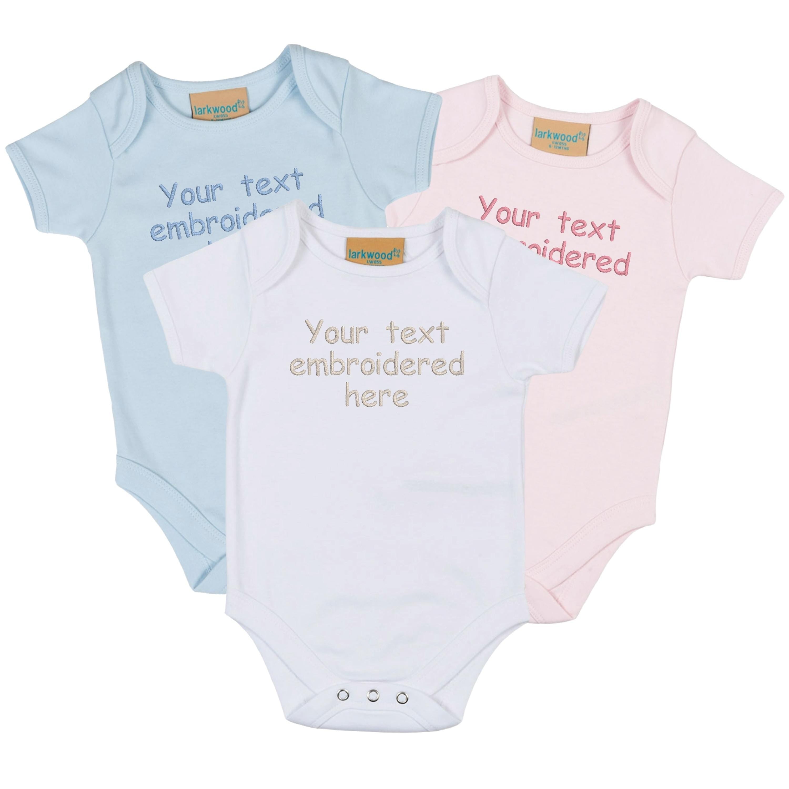 Embroidered Personalised Baby Bodysuit Custom Text Babygrow Vest Sleepsuit Gift
