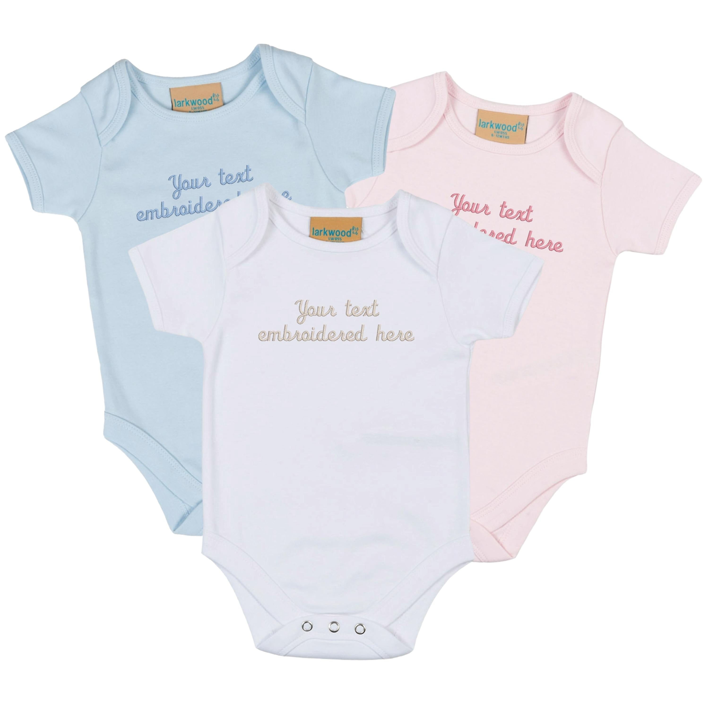 Embroidered Personalised Baby Bodysuit Custom Text Babygrow Vest Sleepsuit Gift