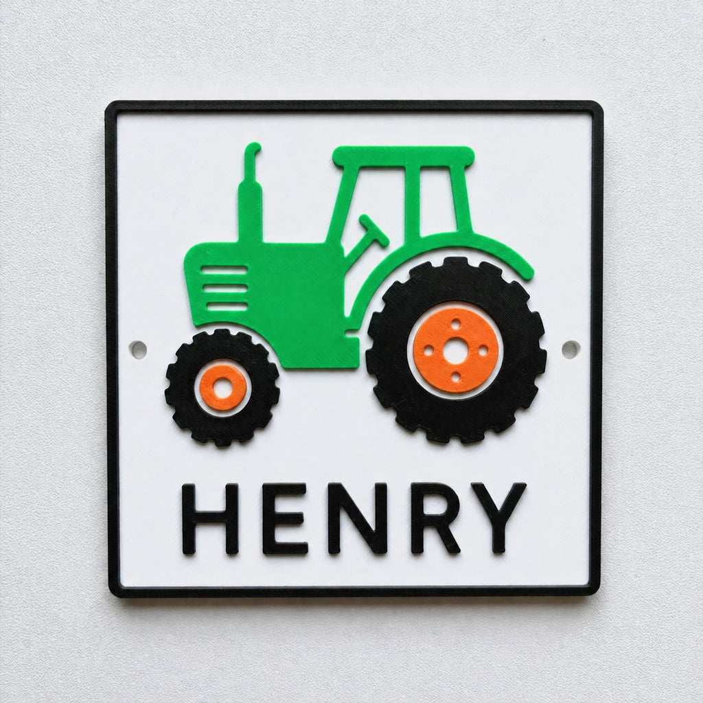 Personalised Boys Name Tractor Door Sign – Custom Kids Bedroom Decoration Plate