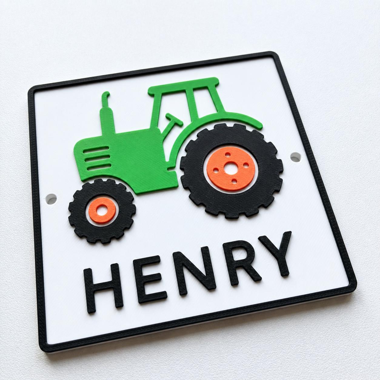 Personalised Boys Name Tractor Door Sign – Custom Kids Bedroom Decoration Plate