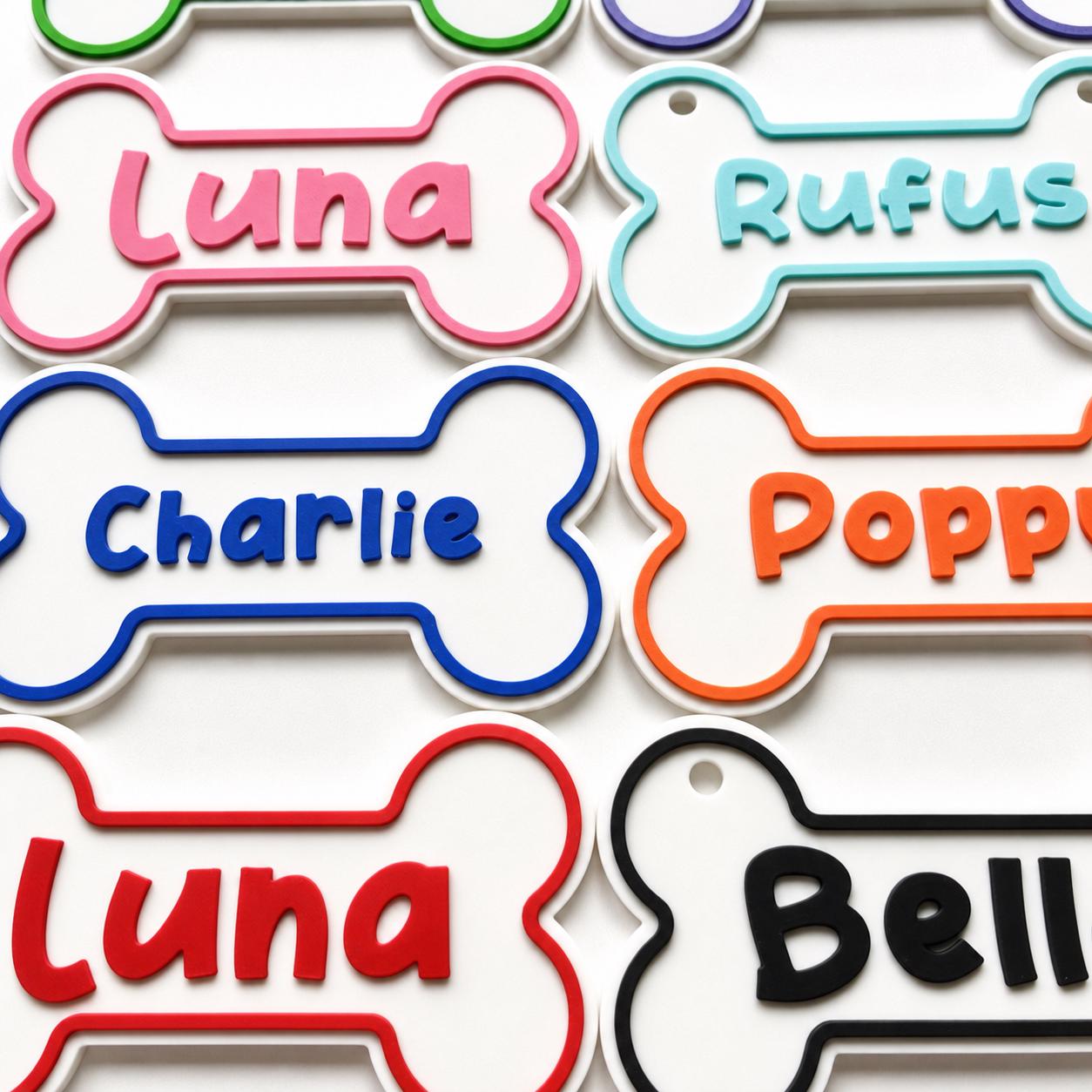 Personalised Dog Name Bone Sign – Custom Pet Crate Cage House Decoration Plate