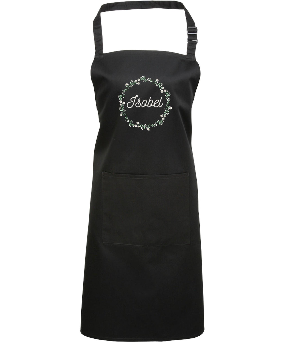 Embroidered Personalised Name Floral Wreath Apron Custom Text Kitchen Baking Gift