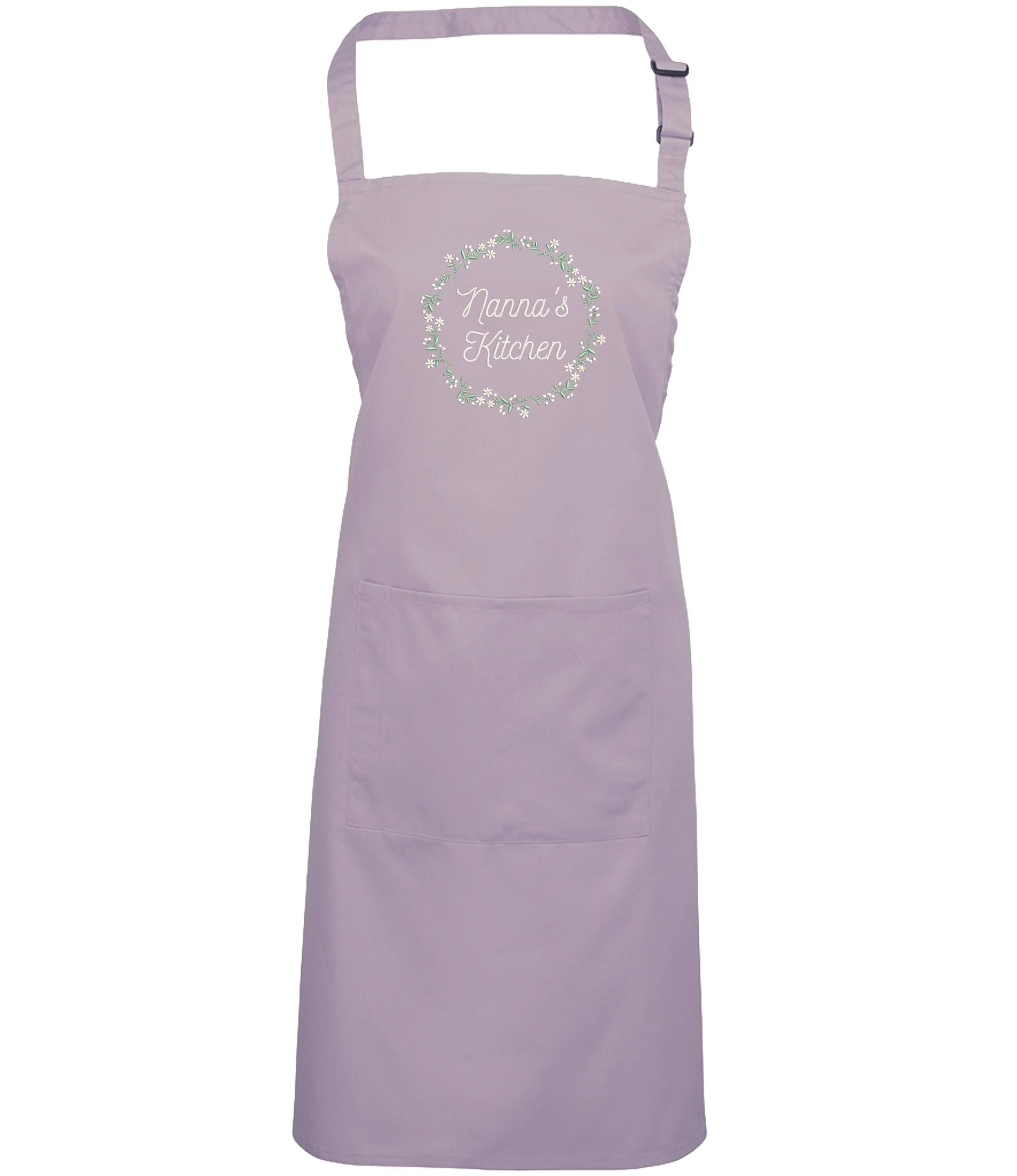 Embroidered Personalised Name Floral Wreath Apron Custom Text Kitchen Baking Gift