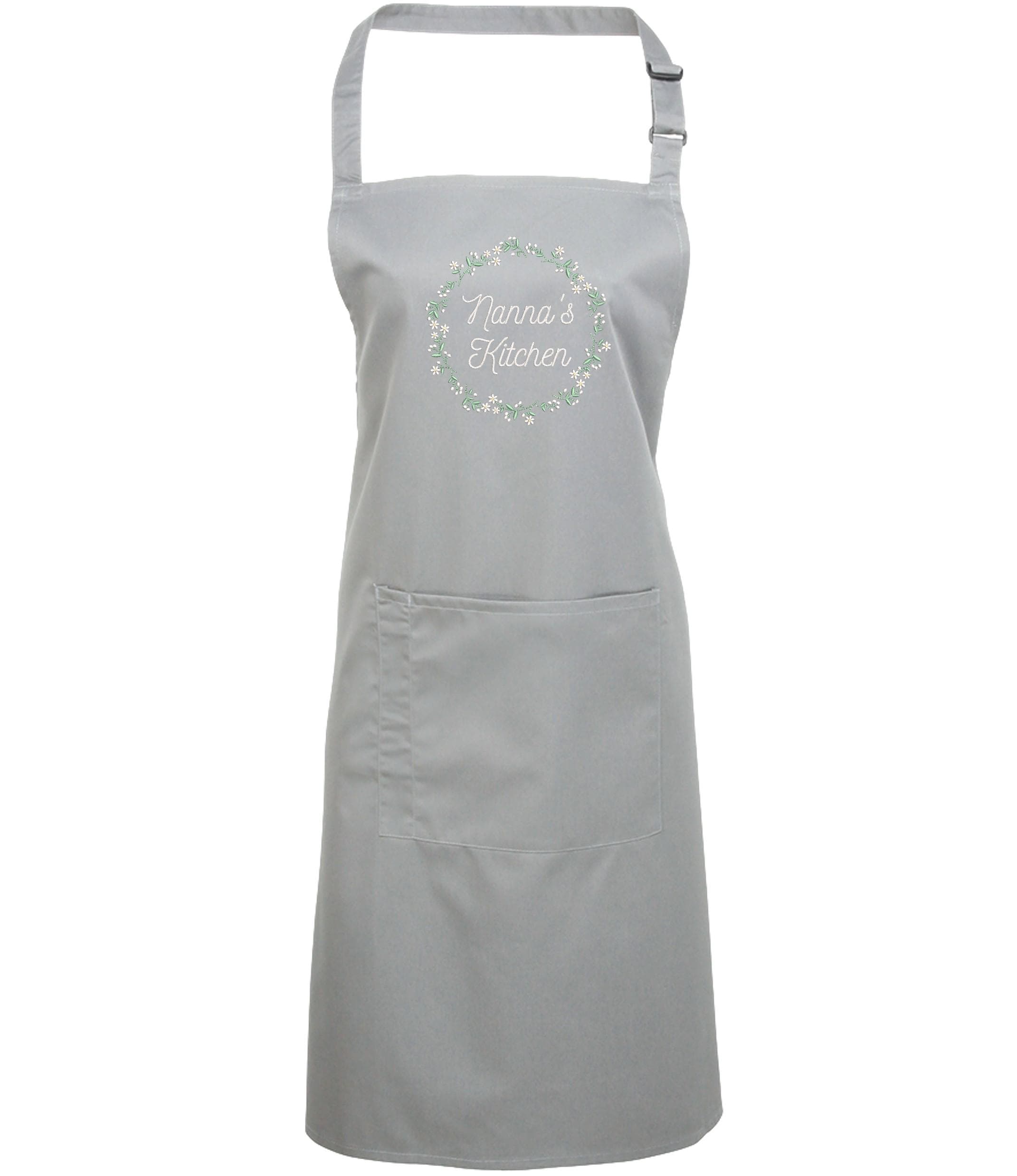 Embroidered Personalised Name Floral Wreath Apron Custom Text Kitchen Baking Gift