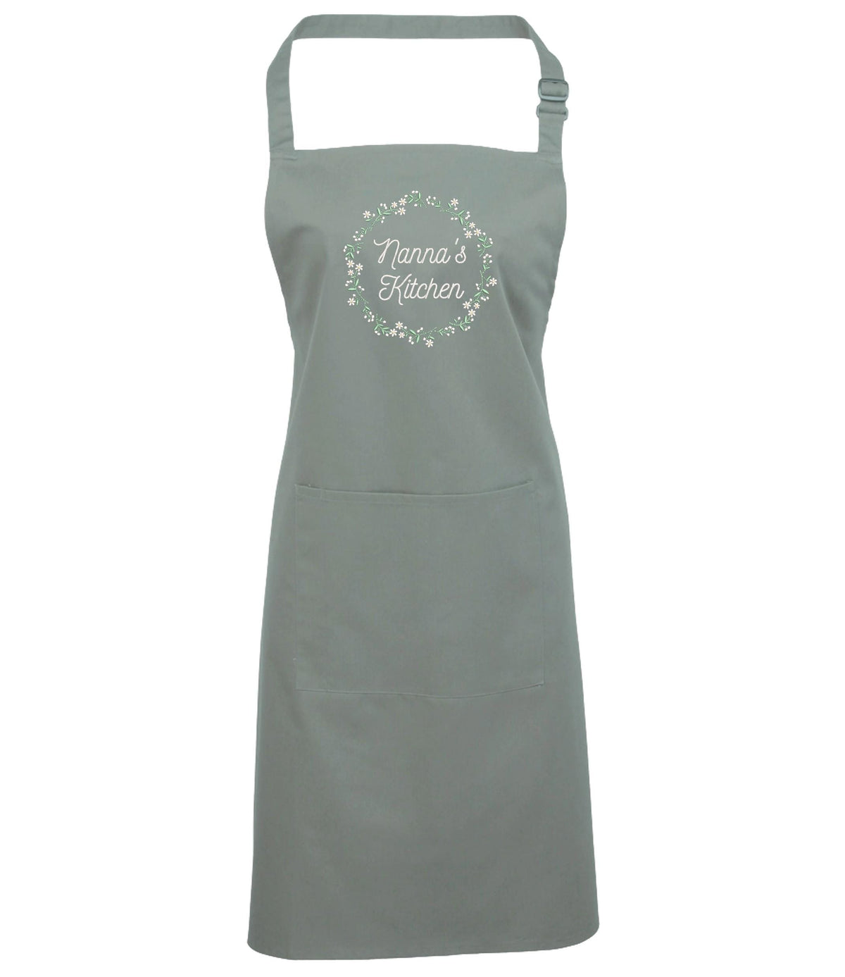 Embroidered Personalised Name Floral Wreath Apron Custom Text Kitchen Baking Gift
