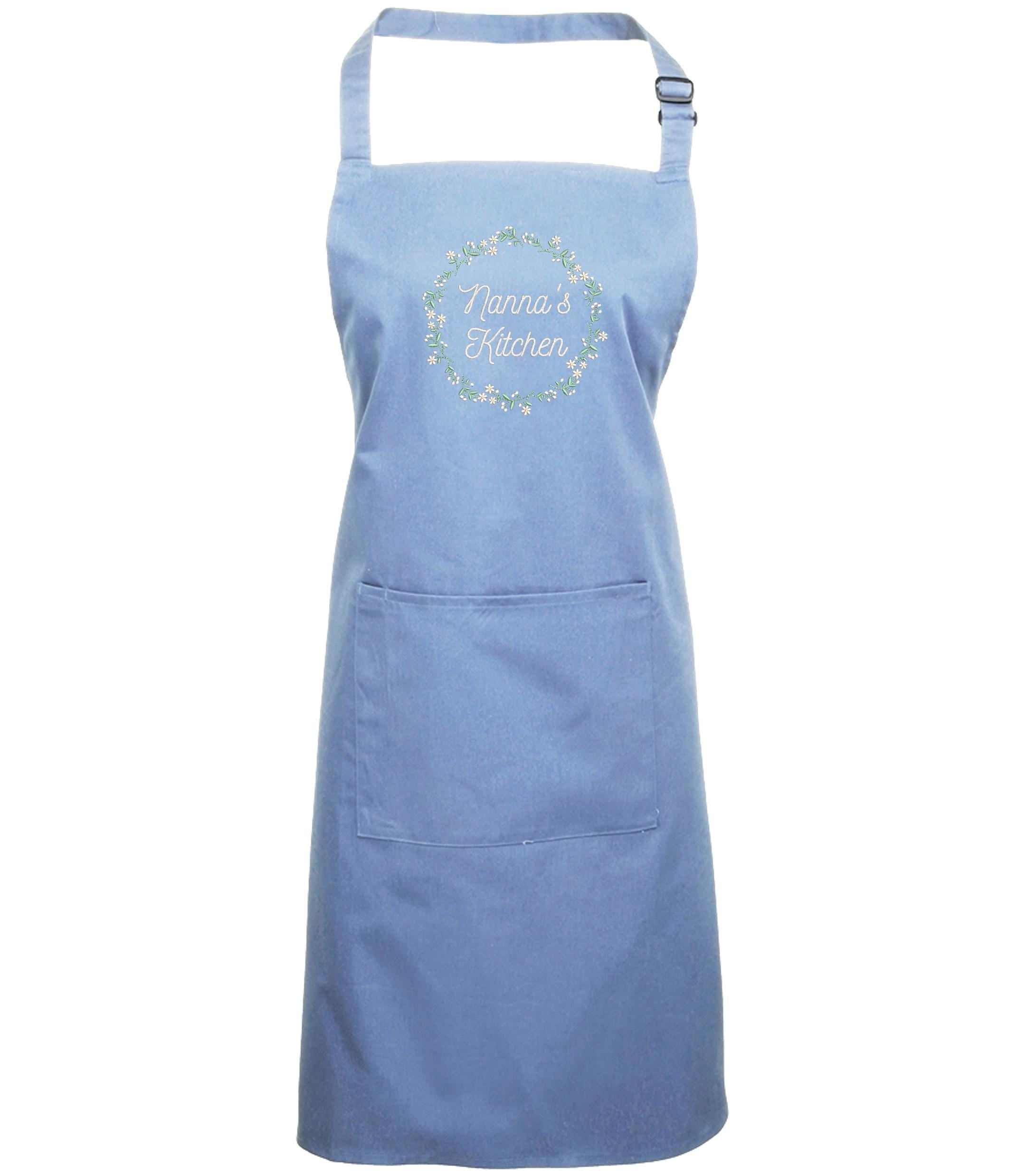 Embroidered Personalised Name Floral Wreath Apron Custom Text Kitchen Baking Gift