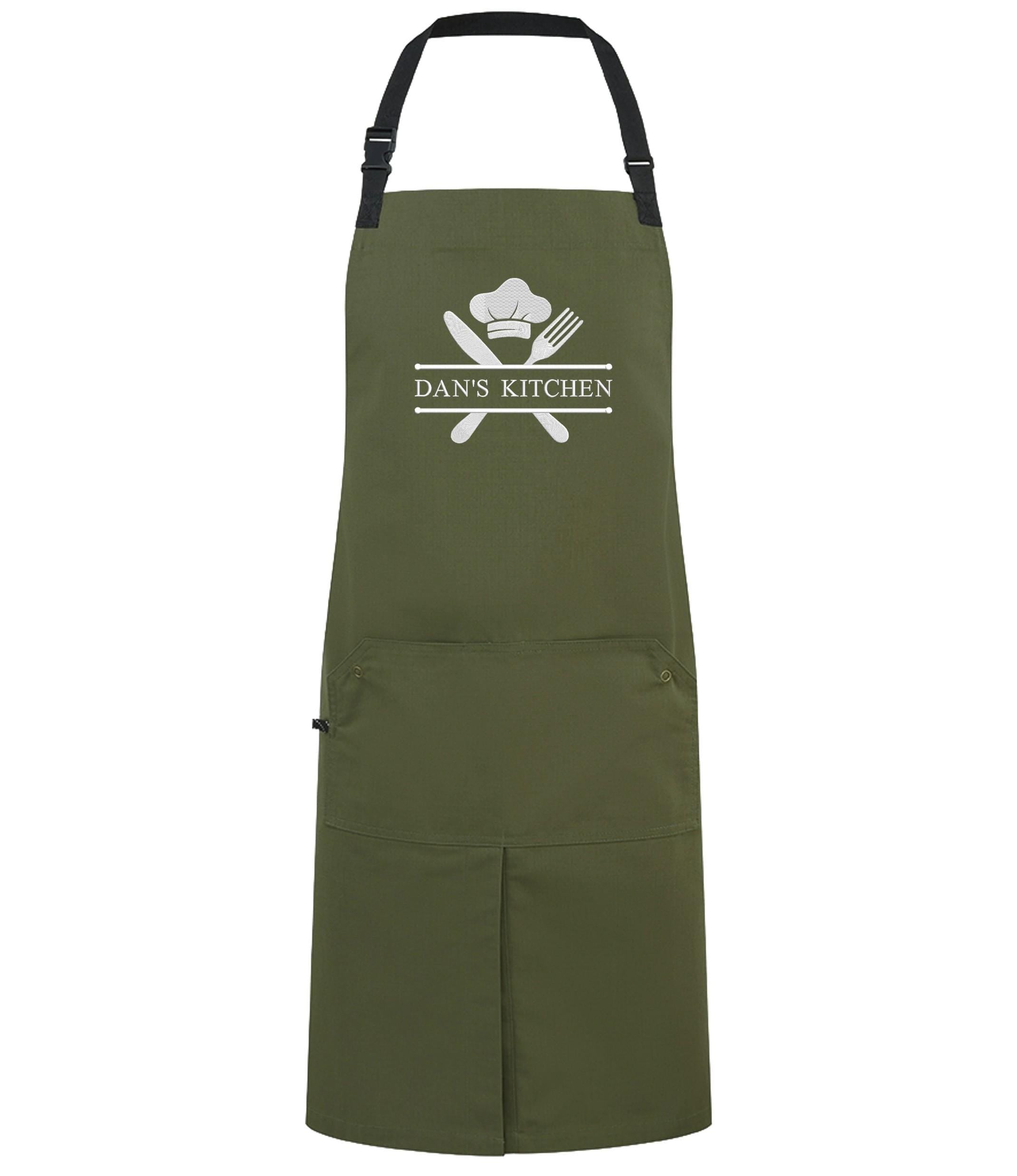 Embroidered Personalised Name Chef Apron Custom Text Kitchen Baking BBQ Gift