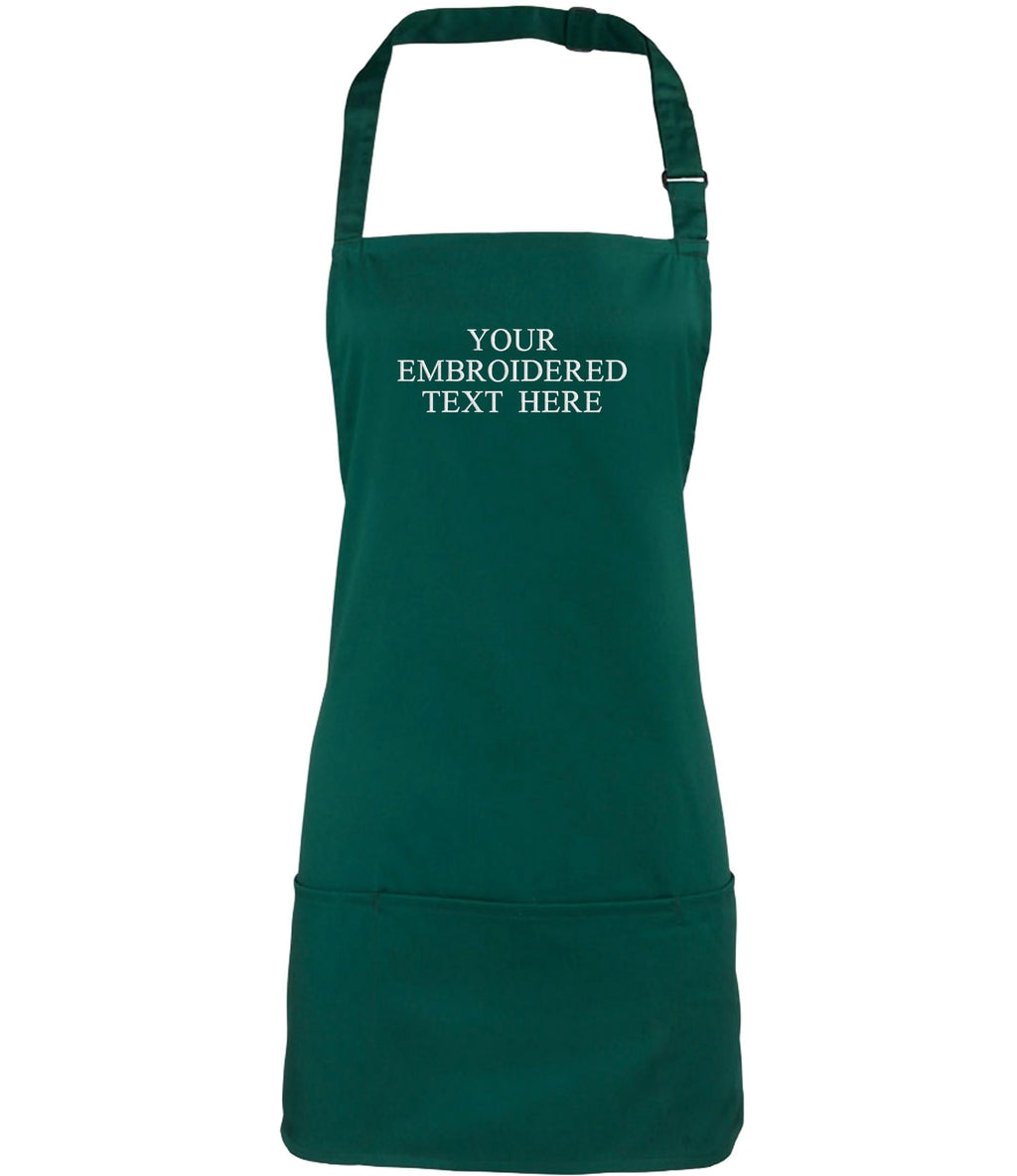Embroidered Personalised Text 2 in 1 Short Apron Custom Name Business Kitchen Baking Gift