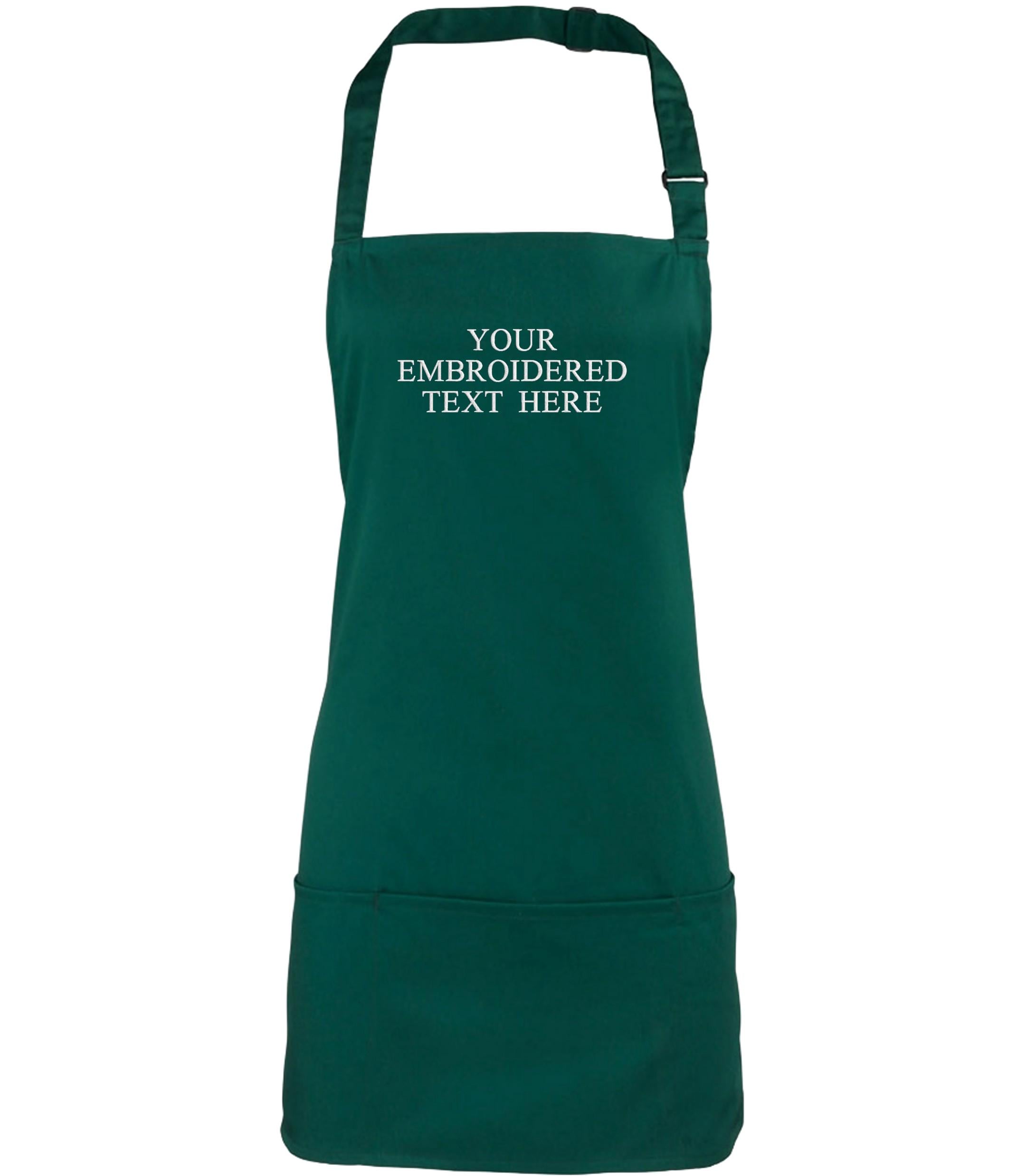 Embroidered Personalised Text 2 in 1 Short Apron Custom Name Business Kitchen Baking Gift