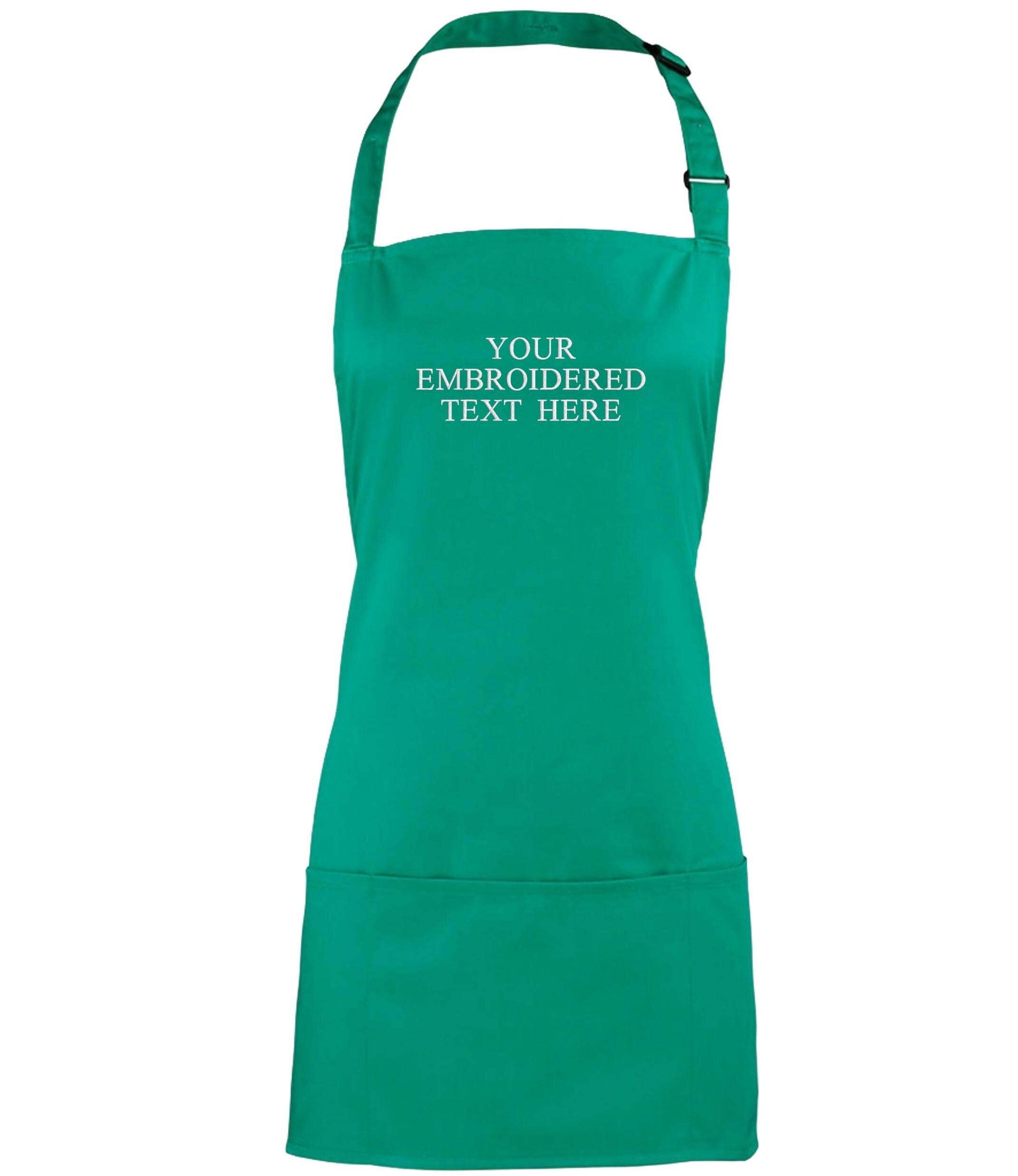 Embroidered Personalised Text 2 in 1 Short Apron Custom Name Business Kitchen Baking Gift