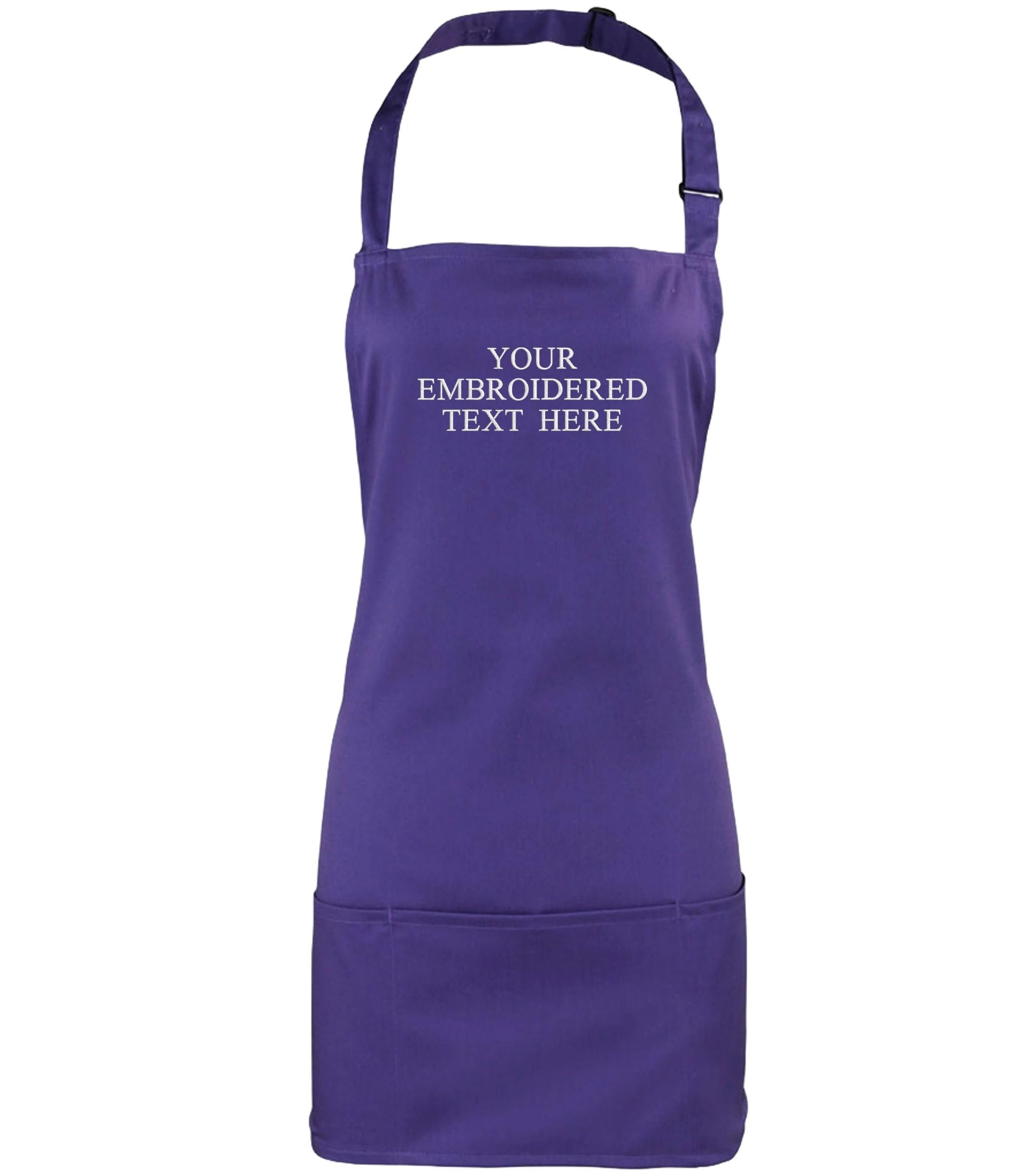Embroidered Personalised Text 2 in 1 Short Apron Custom Name Business Kitchen Baking Gift