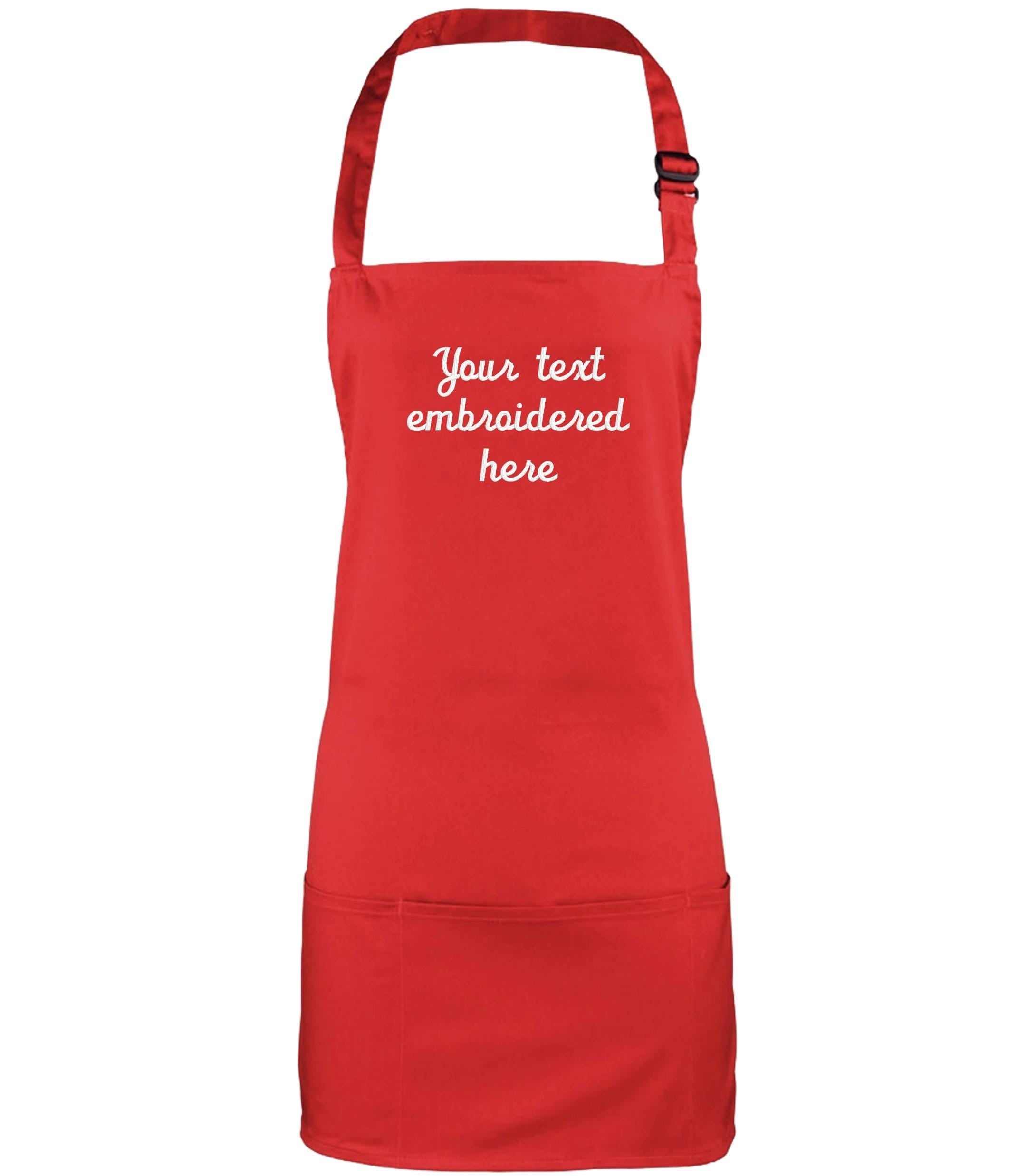 Embroidered Personalised Text 2 in 1 Short Apron Custom Name Business Kitchen Baking Gift