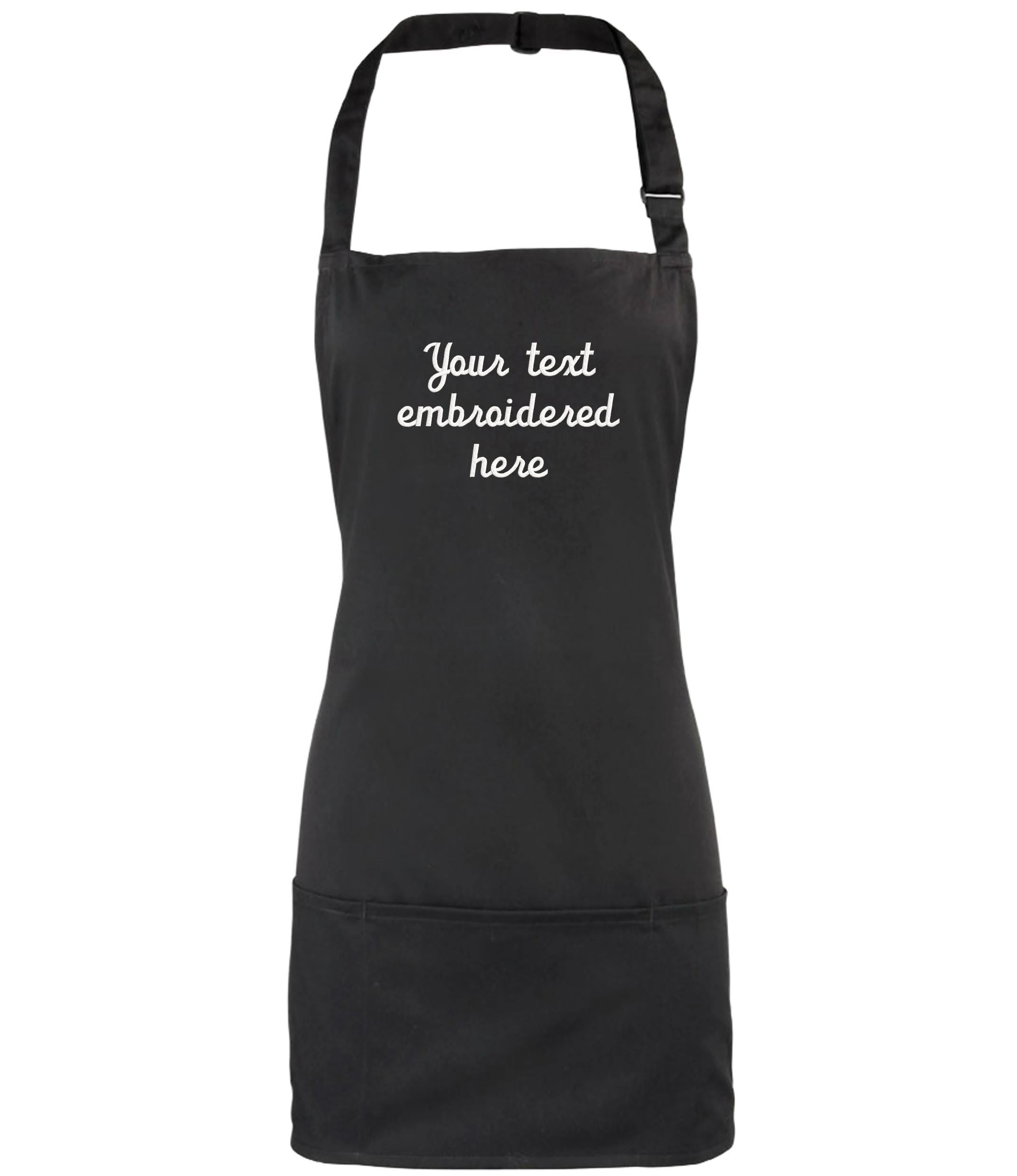 Embroidered Personalised Text 2 in 1 Short Apron Custom Name Business Kitchen Baking Gift