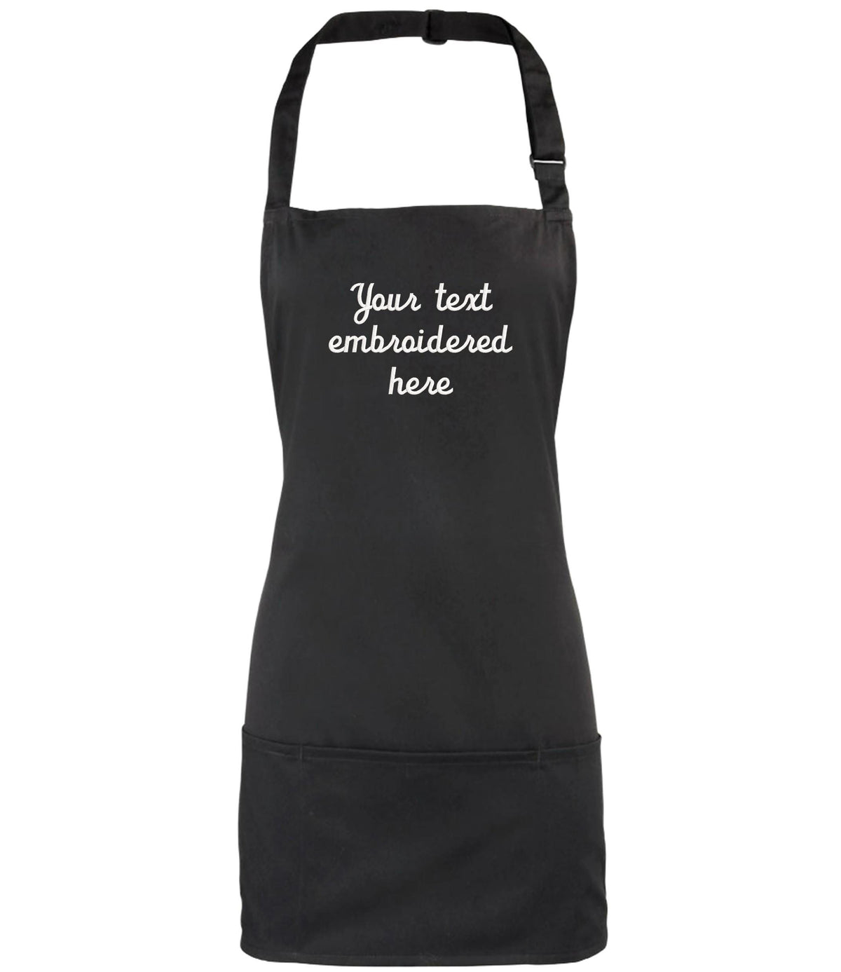 Embroidered Personalised Text 2 in 1 Short Apron Custom Name Business Kitchen Baking Gift