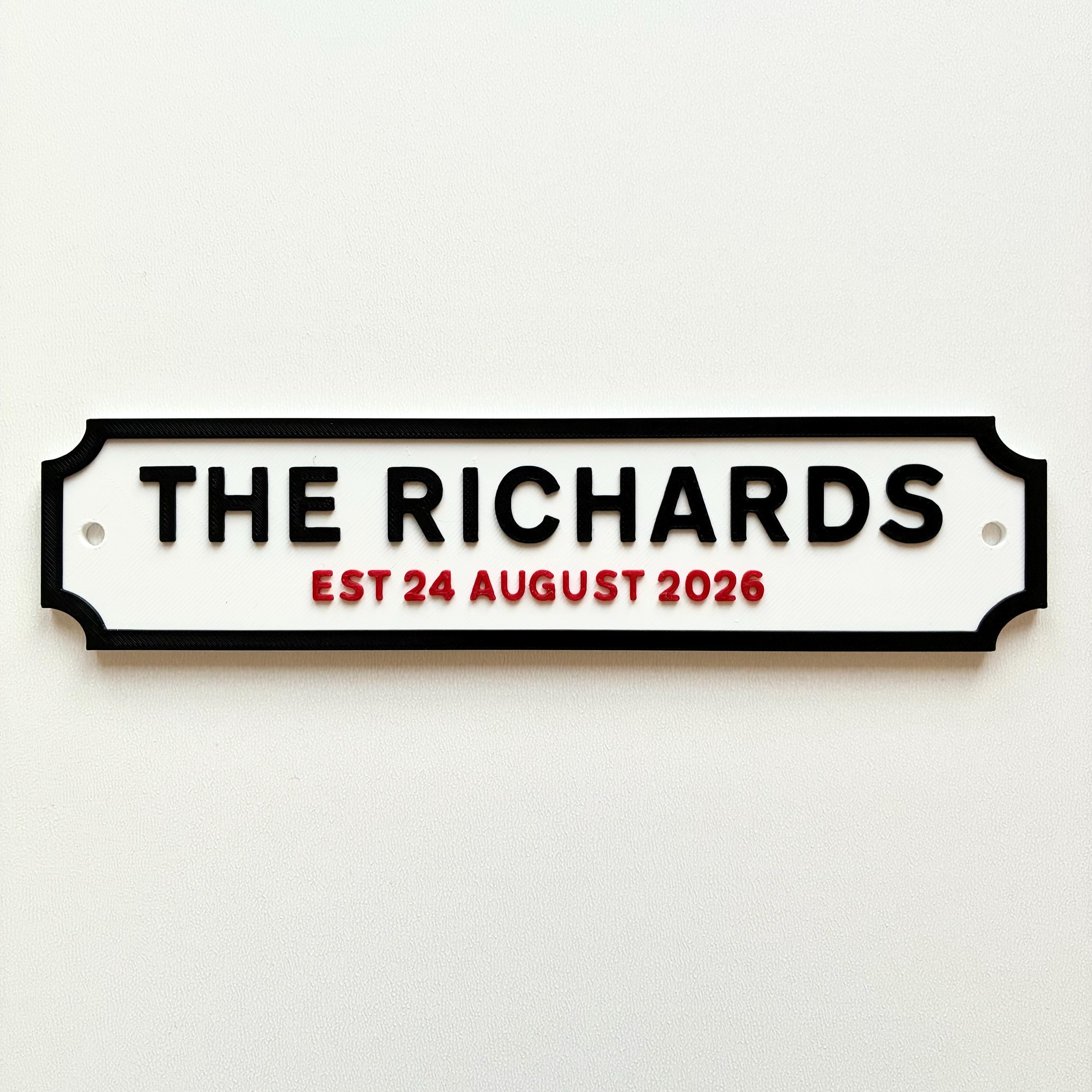 Personalised Text Sign – Custom Family Wedding Street Road House Decoration Plate
