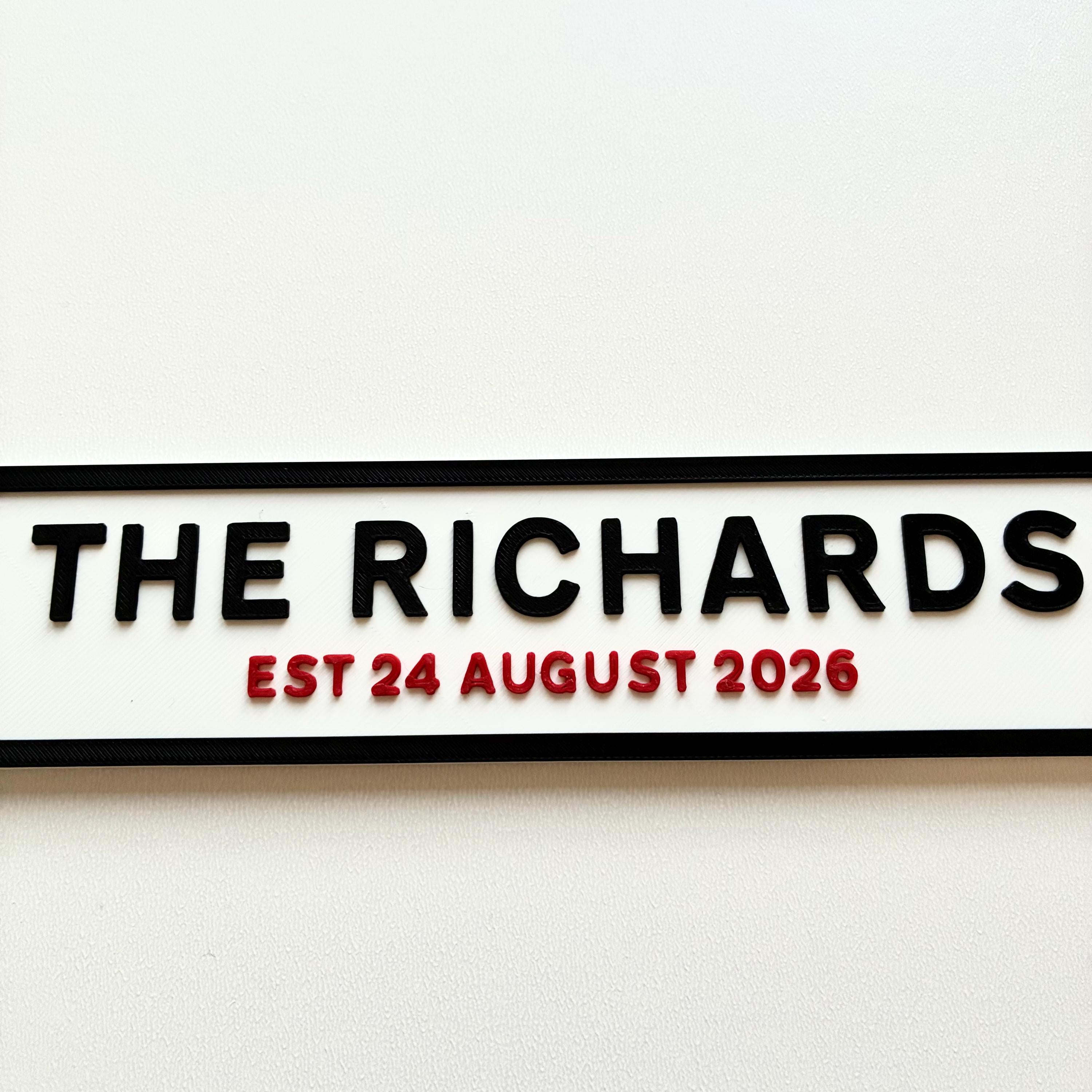 Personalised Text Sign – Custom Family Wedding Street Road House Decoration Plate