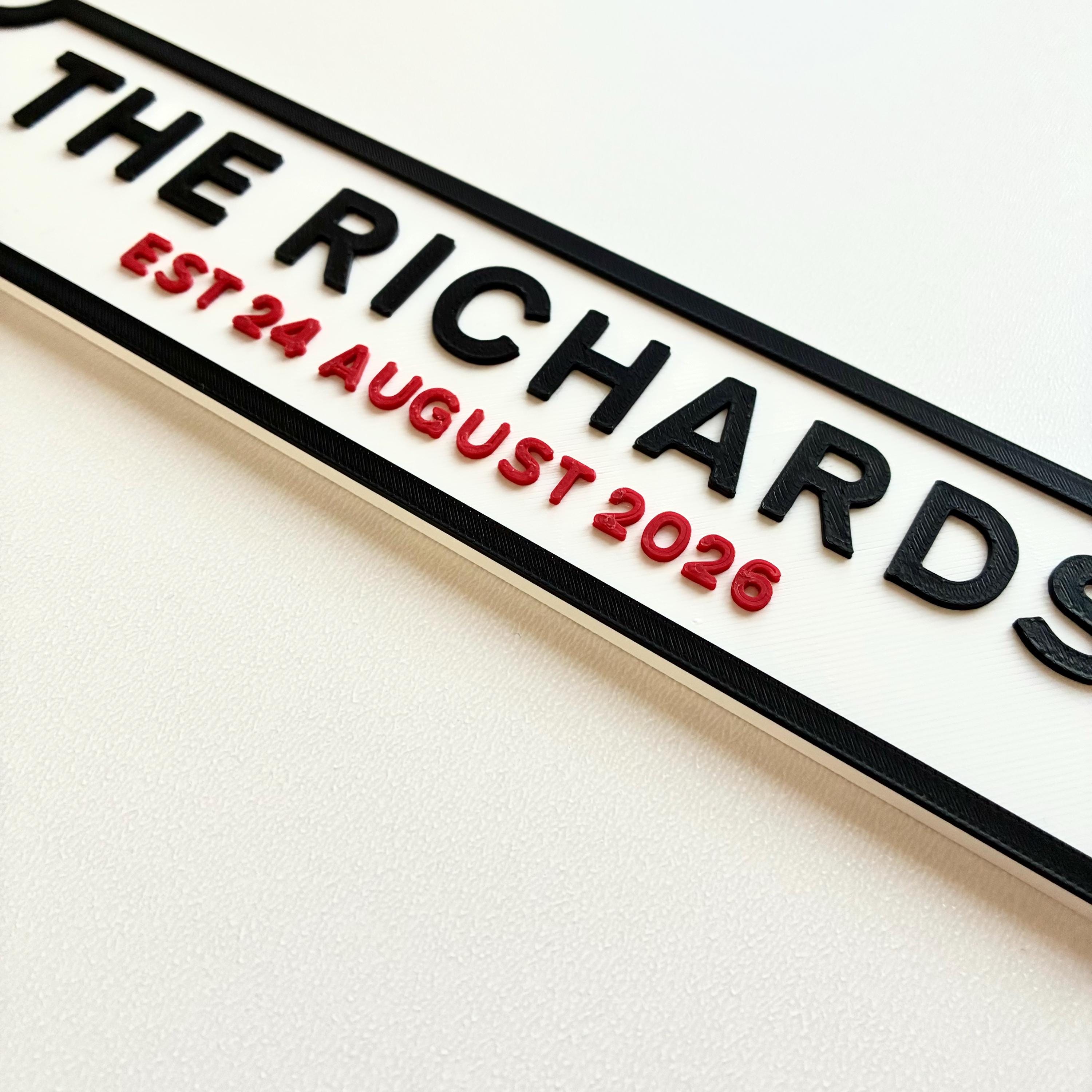 Personalised Text Sign – Custom Family Wedding Street Road House Decoration Plate