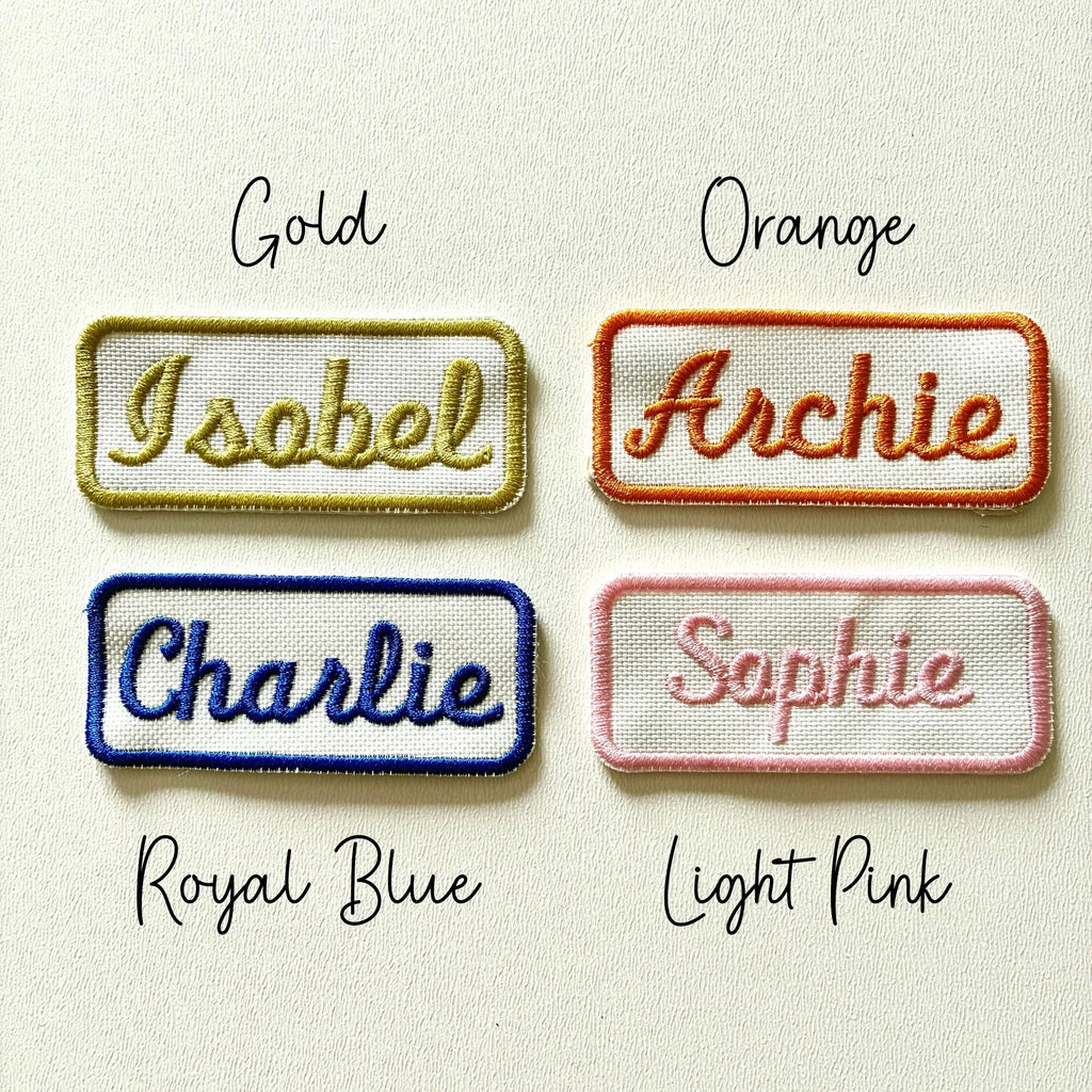 Personalised Embroidered Name Patch Iron On & Sew On Custom Text Badge (C2)