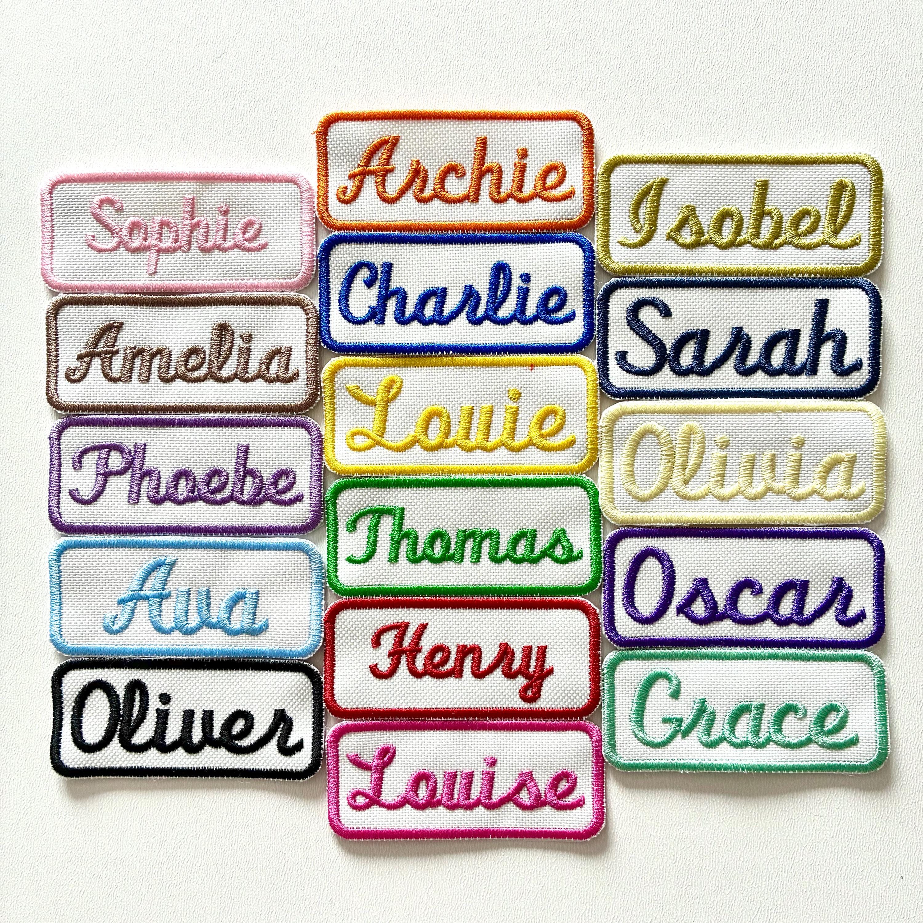 Personalised Embroidered Name Patch Iron On & Sew On Custom Text Badge (C2)