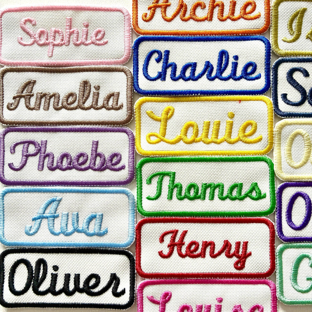 Personalised Embroidered Name Patch Iron On & Sew On Custom Text Badge (C2)