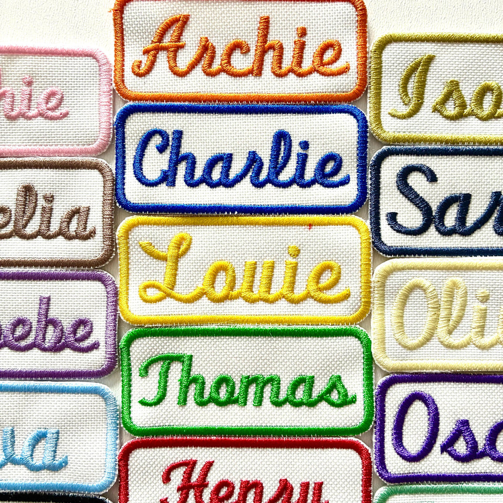 Personalised Embroidered Name Patch Iron On & Sew On Custom Text Badge (C2)