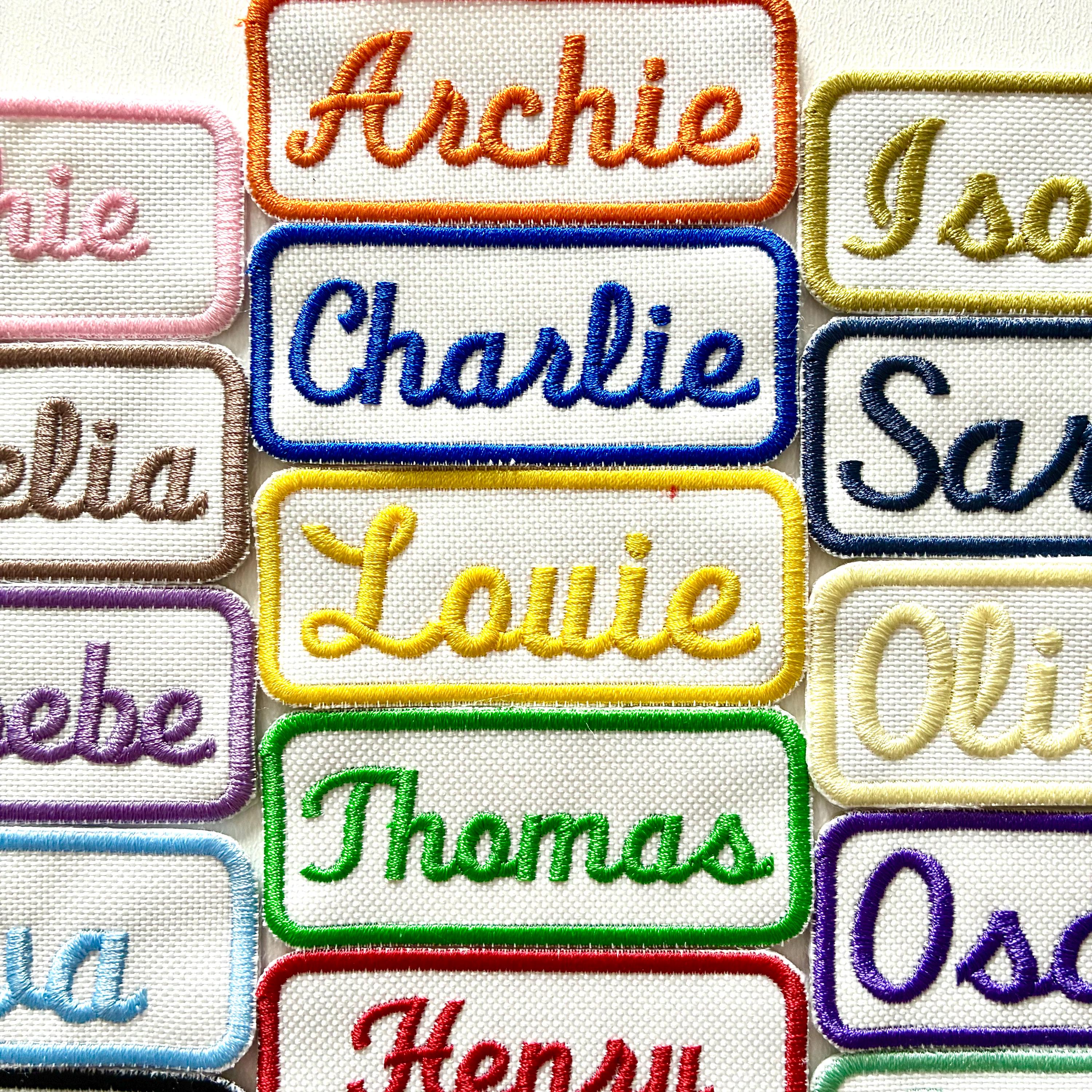 Personalised Embroidered Name Patch Iron On & Sew On Custom Text Badge (C2)
