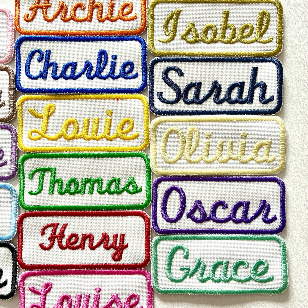 Personalised Embroidered Name Patch Iron On & Sew On Custom Text Badge (C2)