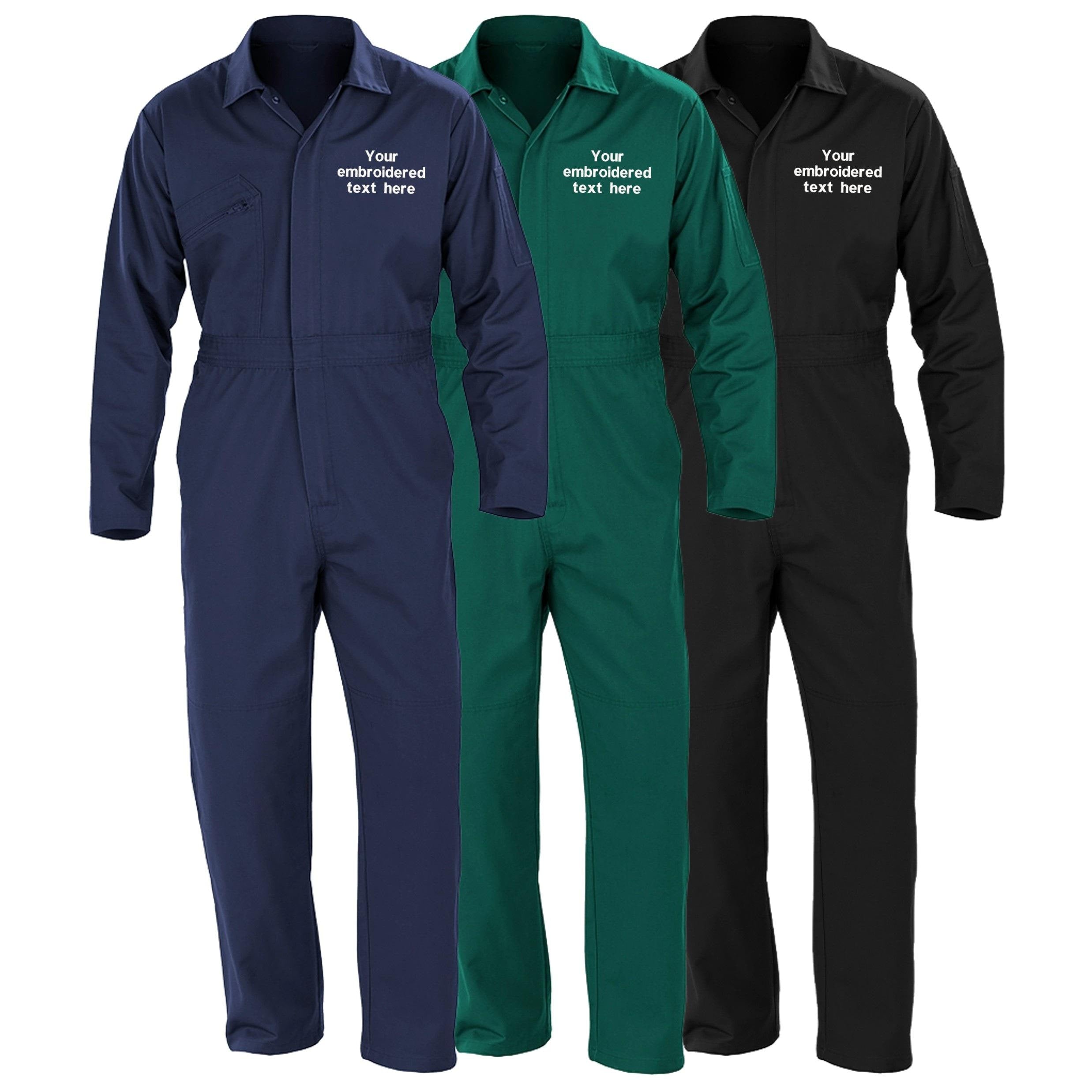 Embroidered Personalised Business Name Mechanic Overalls Custom Text Coveralls