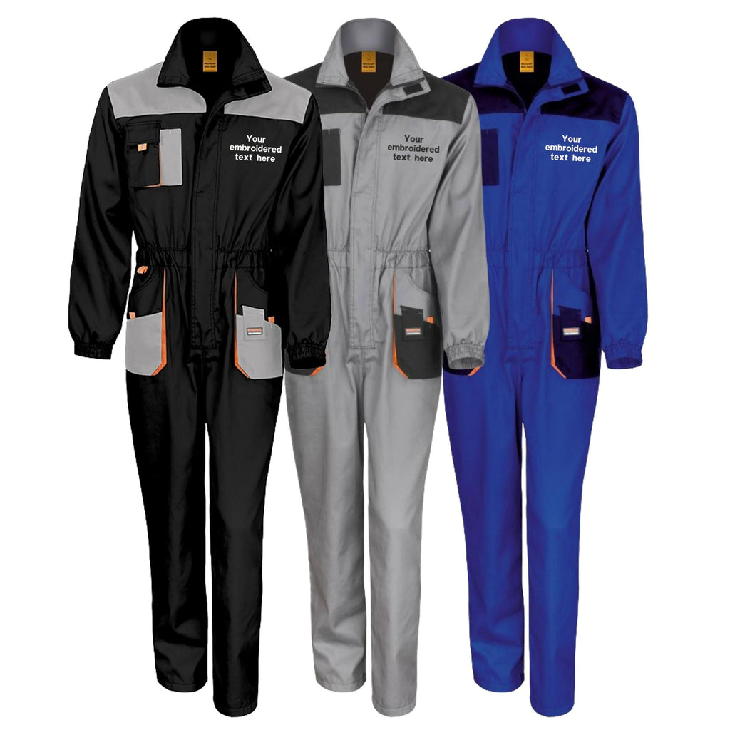 Embroidered Personalised Business Name Mechanic Overalls Custom Text Coveralls