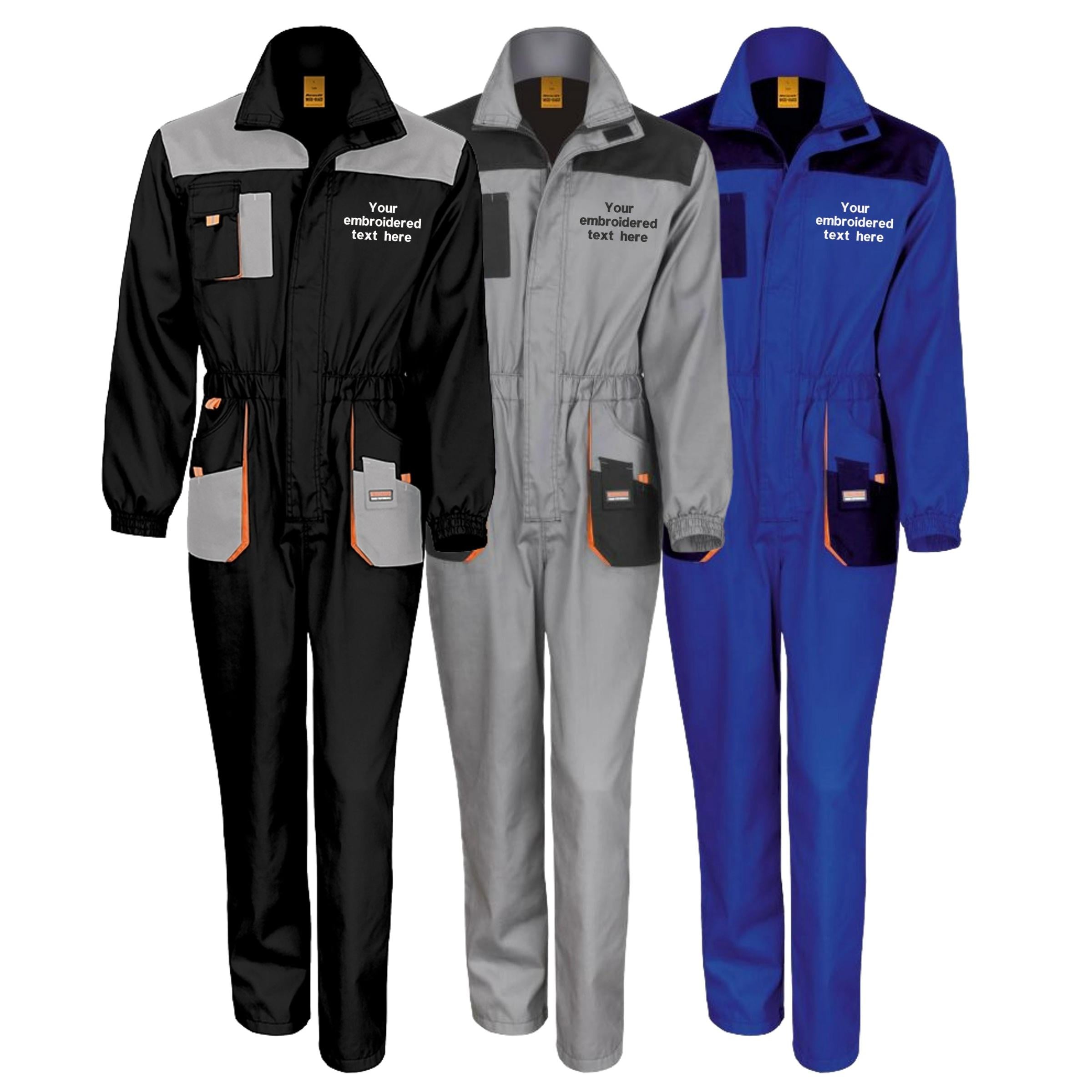 Embroidered Personalised Business Name Mechanic Overalls Custom Text Coveralls